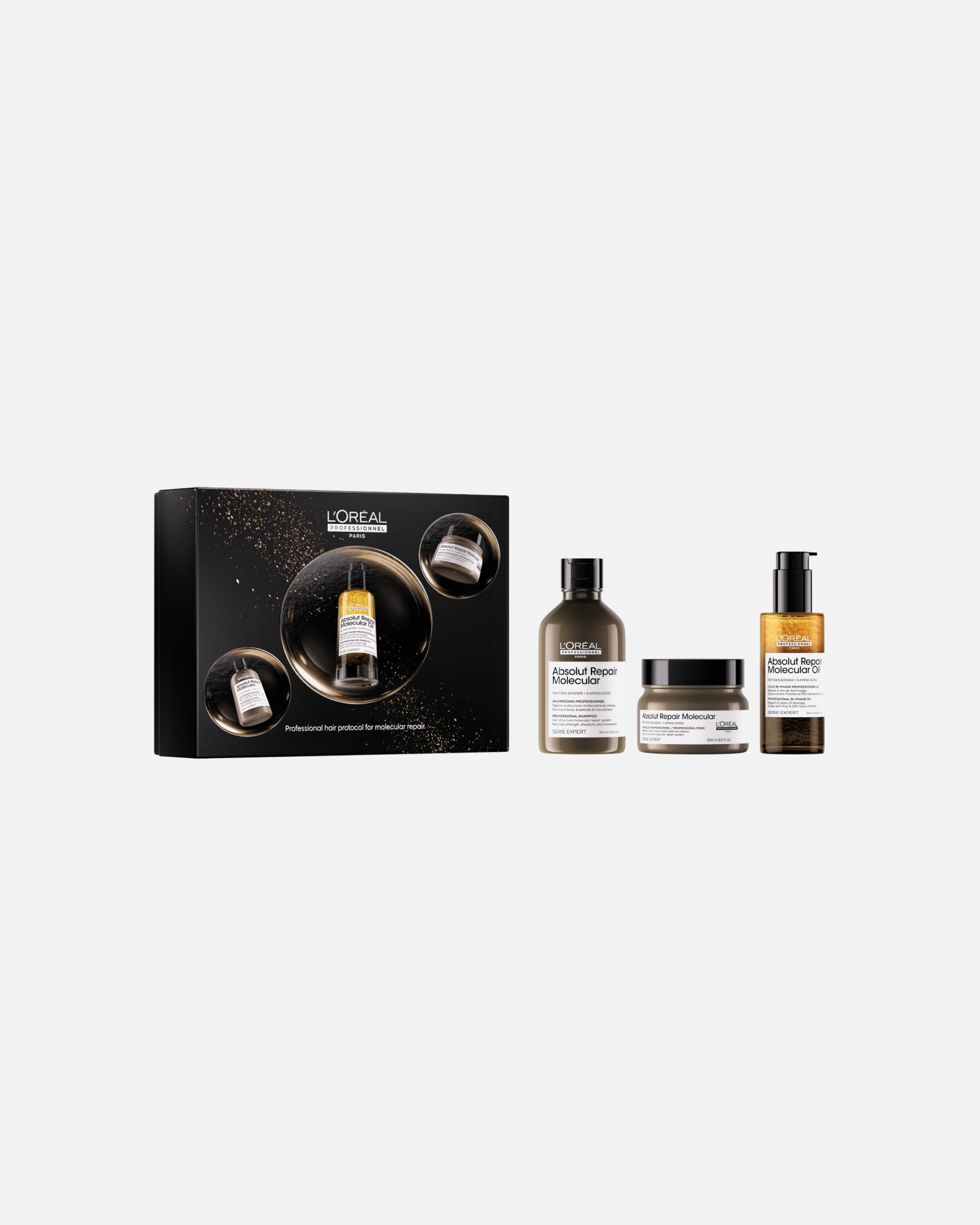 Set cura dei capelli di Unisex L’Oréal Professionnel Absolut Repair Molecular Cofanetto Natale Trio, per tutti i tipi di capelli danneggiati 1 pezzo