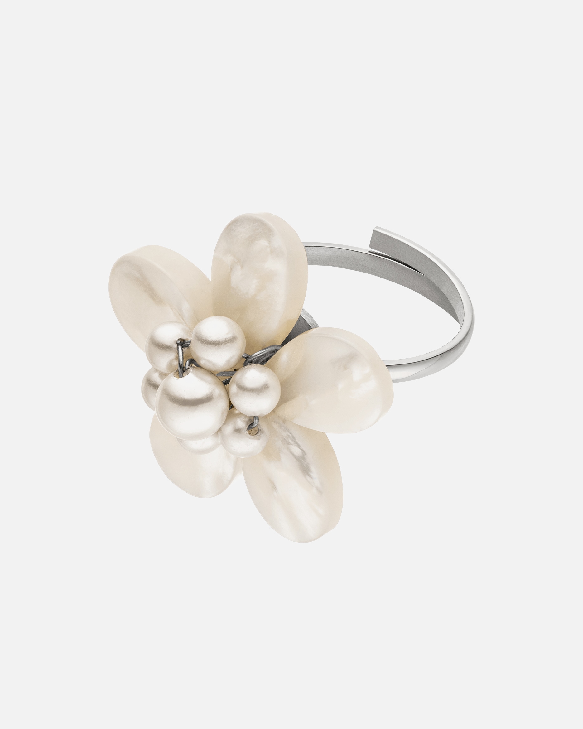 Anello di Unisex Purelei Fiore perlaceo Anello 100% acciaio inossidabile S/M