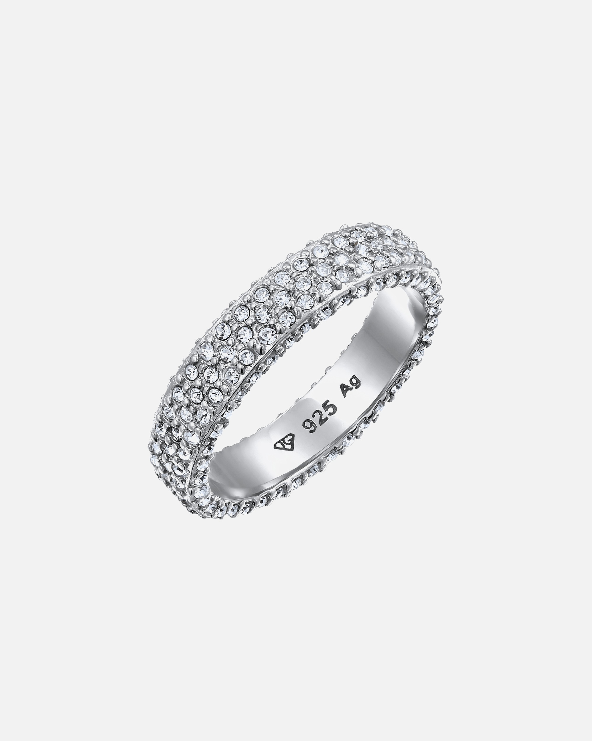 Anello di Femmina Elli Anello Cristalli Vetro Bianco 925 Sterling Silver 54