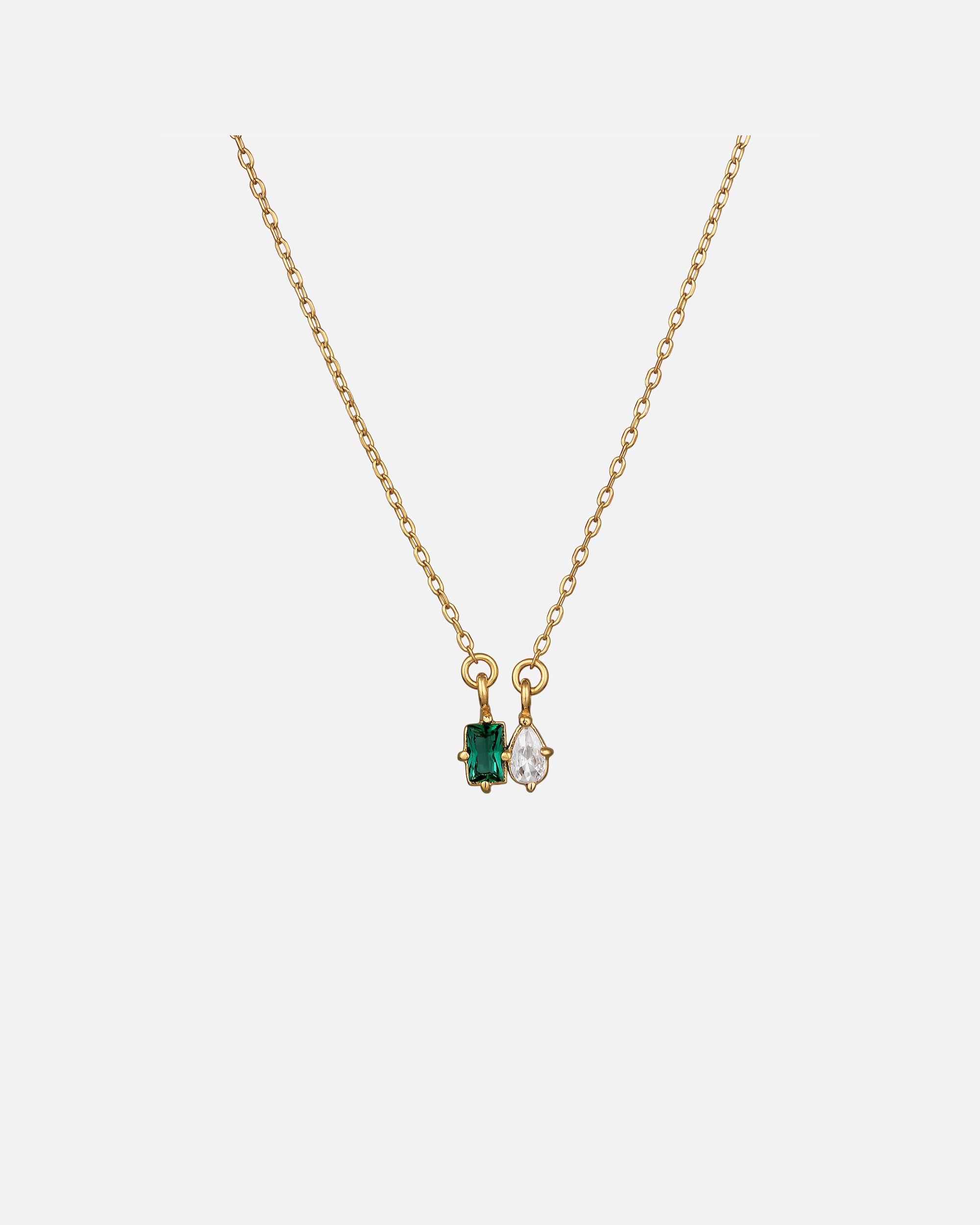 Collana di Femmina Elli PREMIUM Collana corta con pietra Goccia Zirconia Smeraldo sintetico Verde 925 Sterling Silver goldfarben