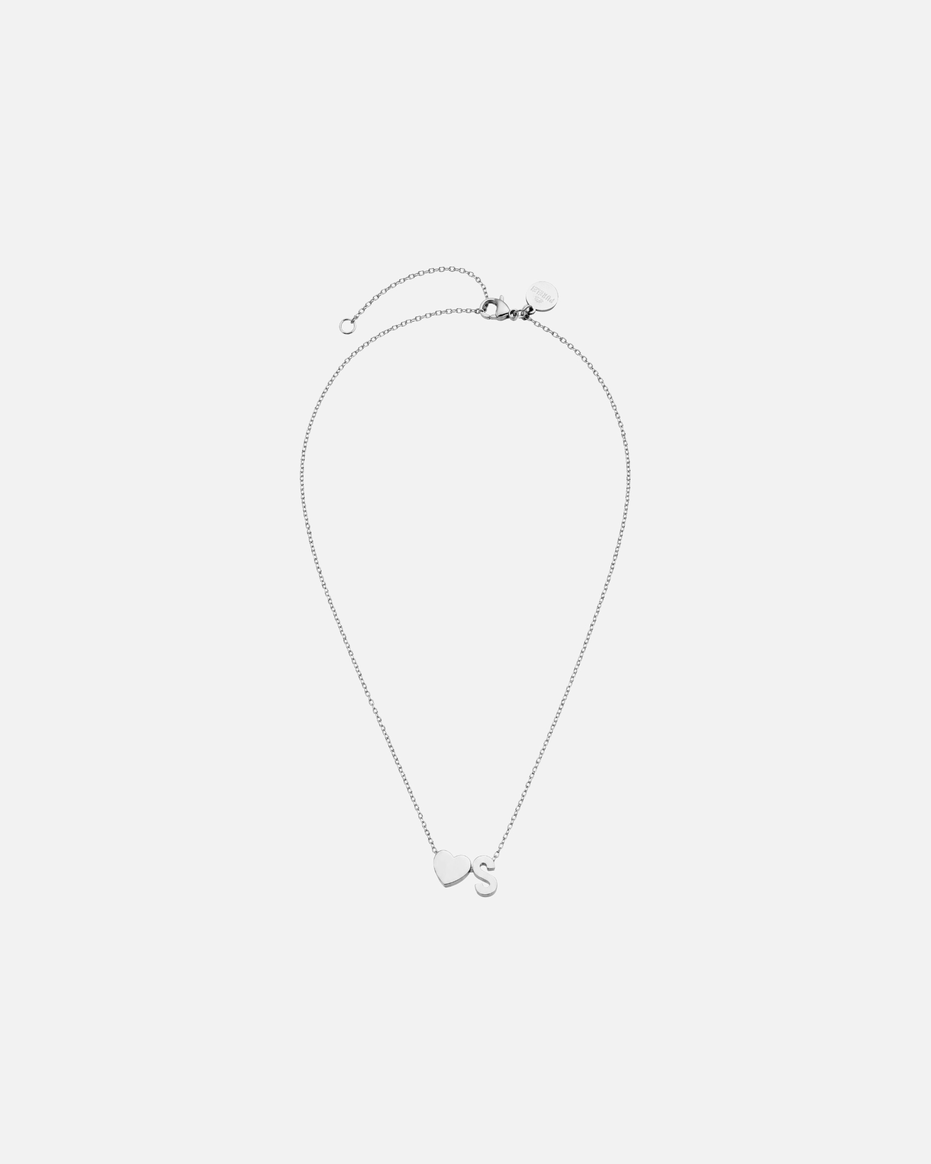 Collana di Unisex Purelei Letter Heart S Collana 100% acciaio inossidabile Argento