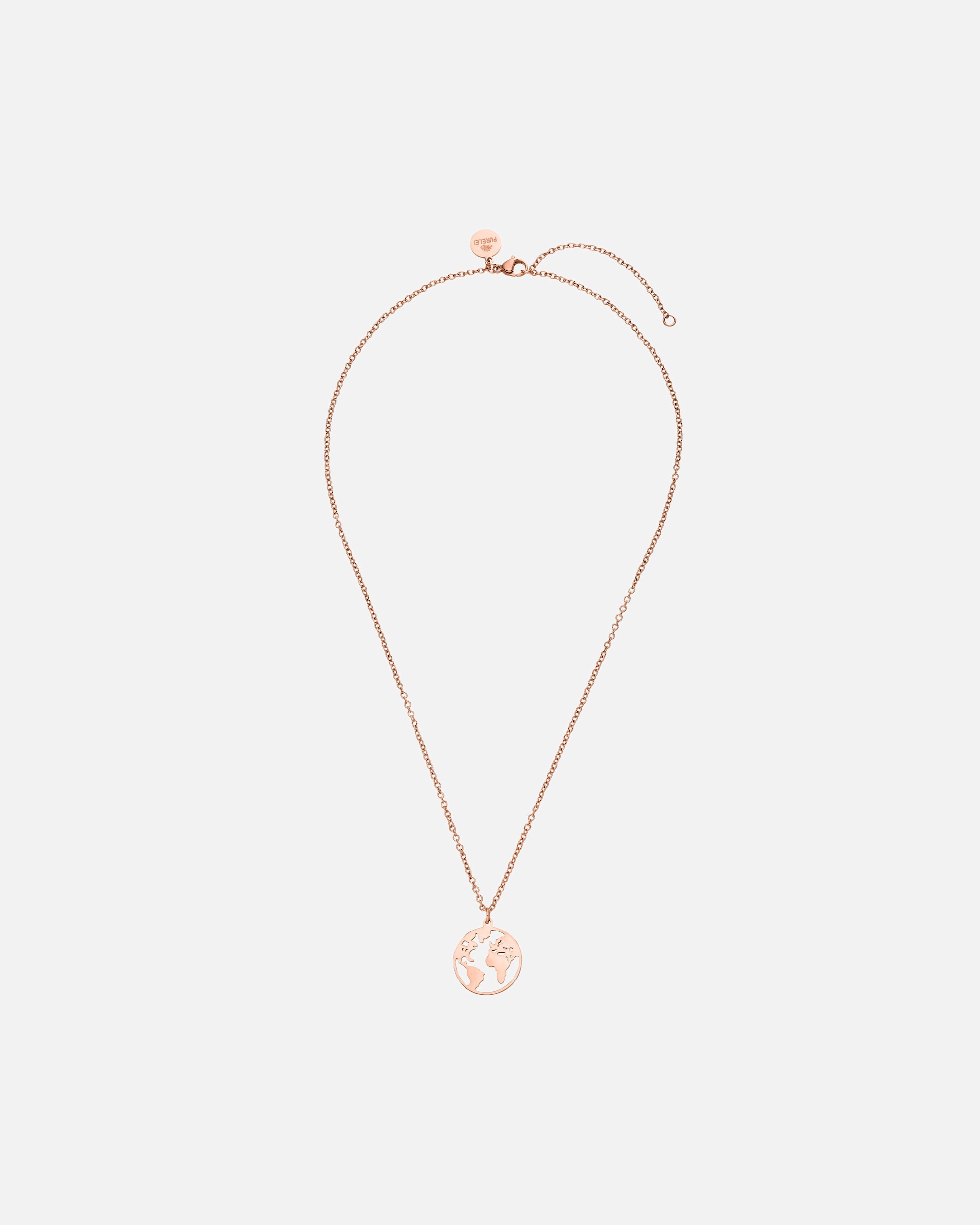 Collana di Femmina Purelei World Map Collana 100% acciaio inossidabile Oro rosa