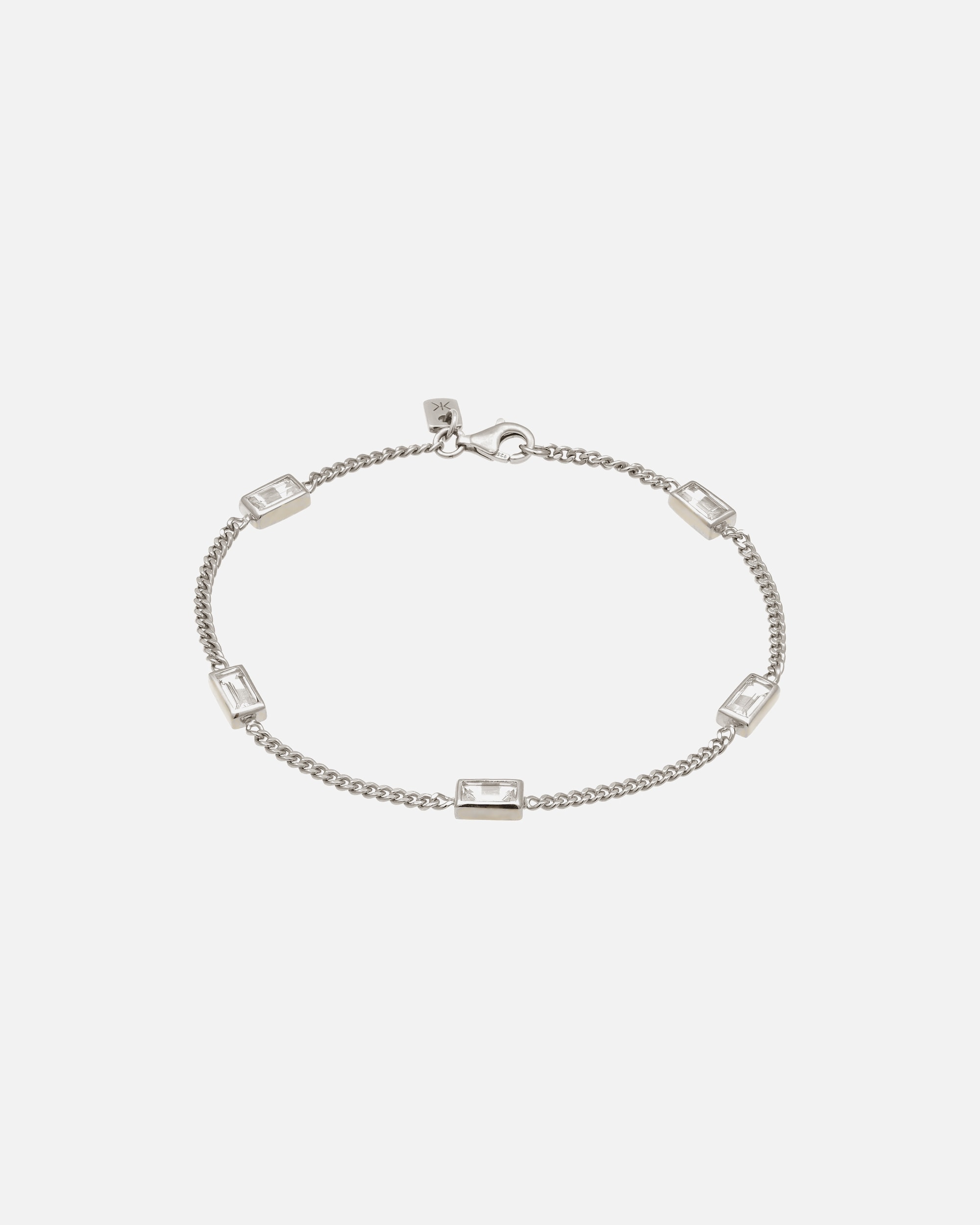 Braccialetto di Maschio KUZZOI Bracciale argento rettangolo Topazio bianco 925 Sterling Silver 19