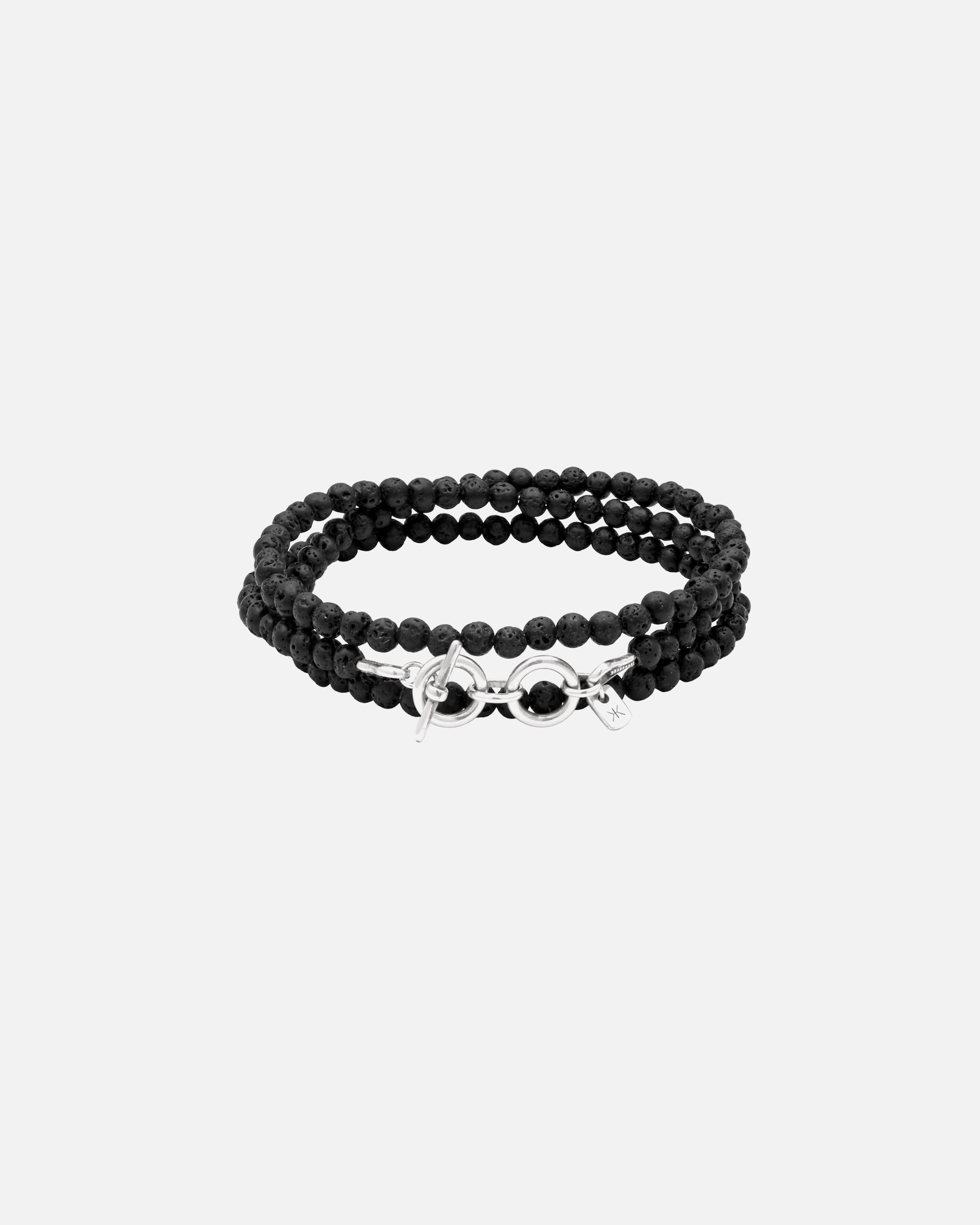 Braccialetto di Maschio KUZZOI Bracciale beads Lava Nero 925 Sterling Silver 19