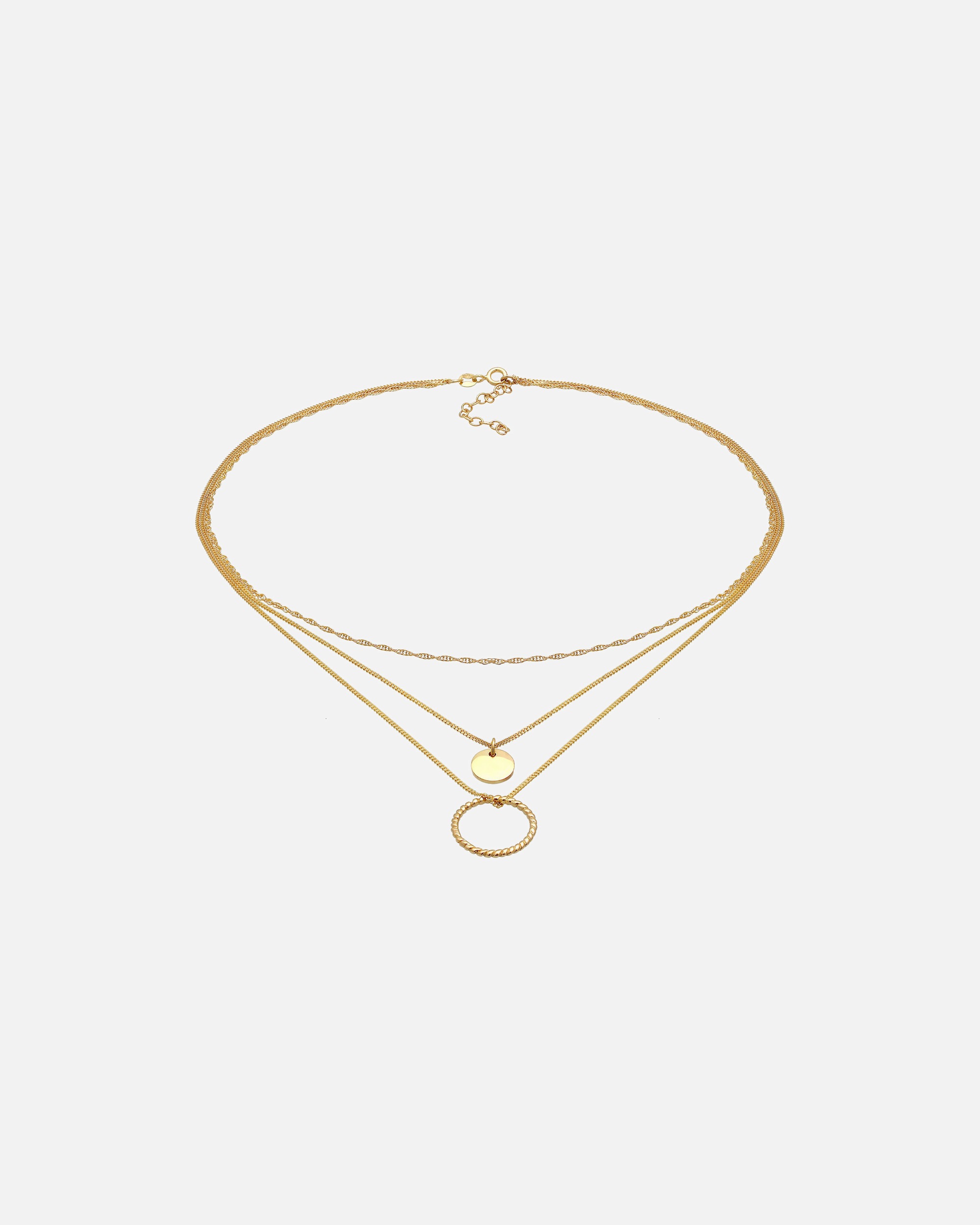 Collana di Femmina Elli Ciondolo a forma di cerchio attorcigliato Blogger di tendenza senza tempo in argento sterling 925 goldfarben