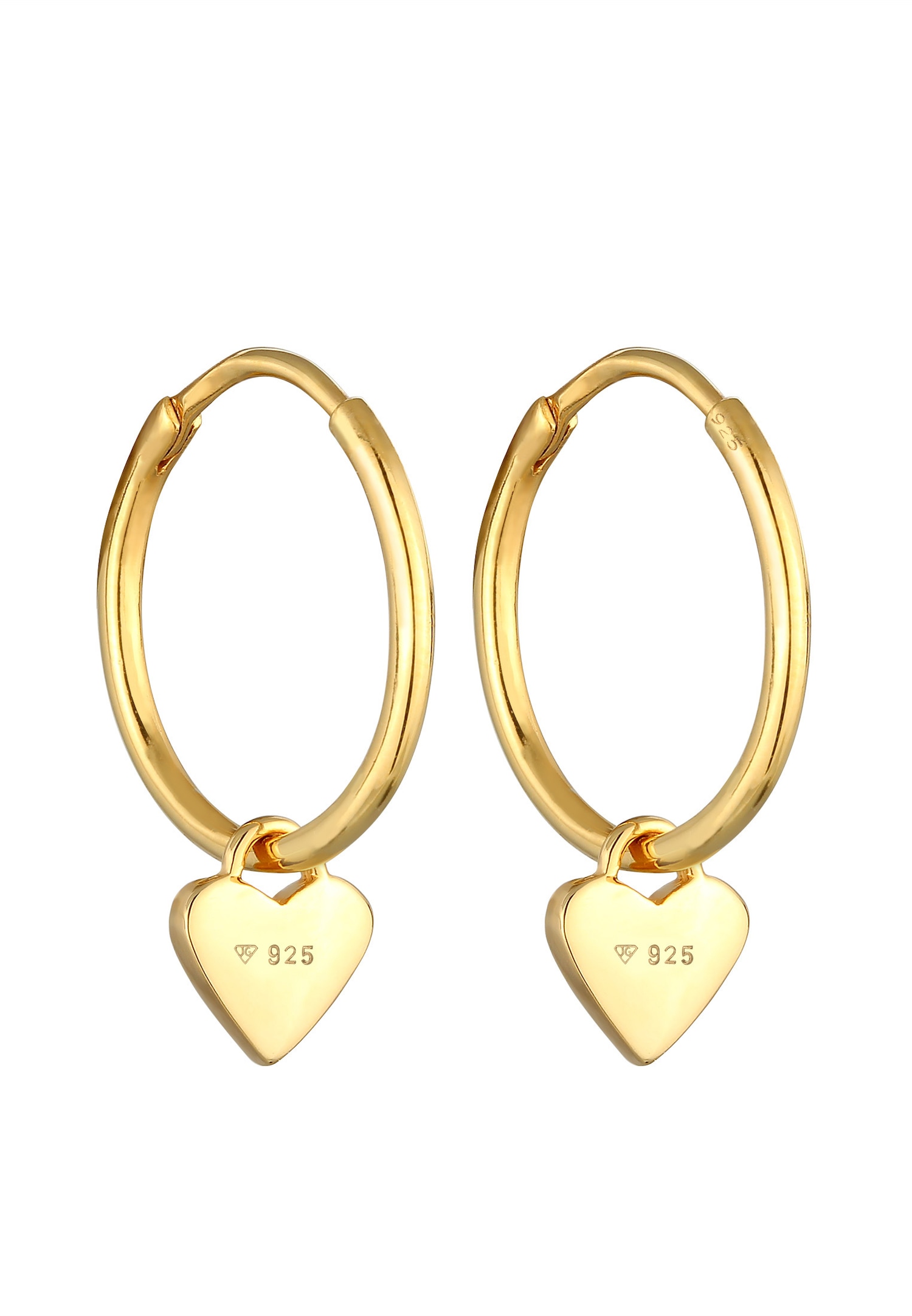 Elli Orecchini Donne Creoli Ciondolo Cuore con Smalto in Argento Sterlino 925 Placcato Oro Elli Orecchini Donne Creoli Ciondolo Cuore con Smalto in Argento Sterlino 925 Placcato Oro