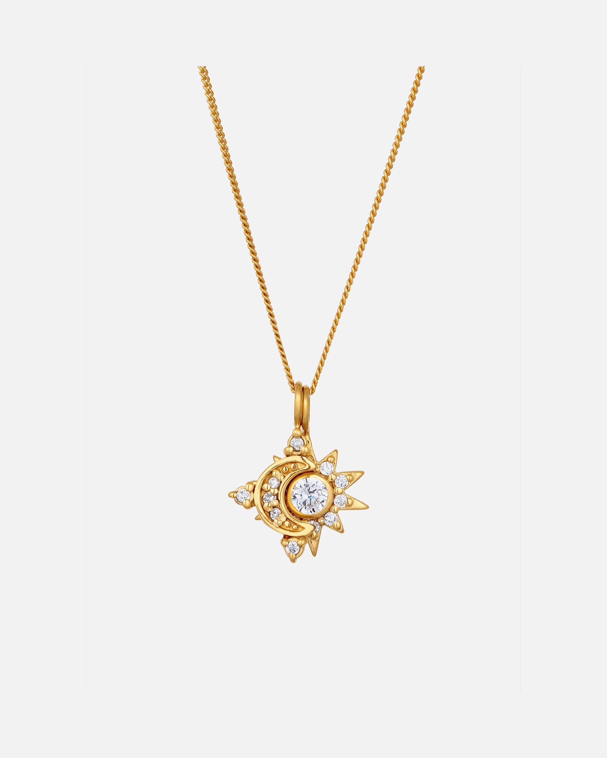Collana di Femmina Elli Collana con pendente Sole Zirconia Bianco 925 Sterling Silver Gold-plated 45