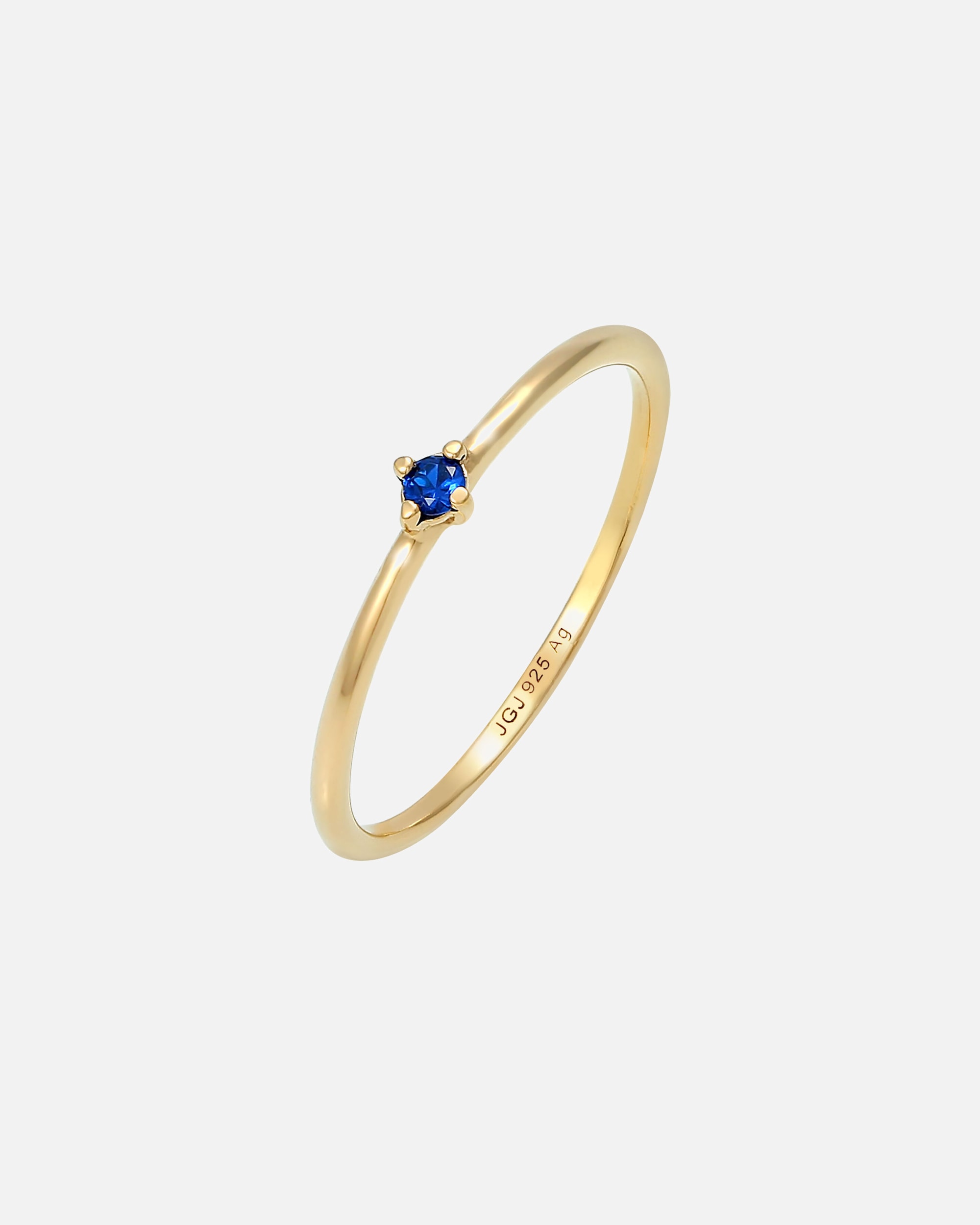 Anello di Femmina Elli Solitario con zaffiro sintetico in argento sterling 925 placcato oro 56