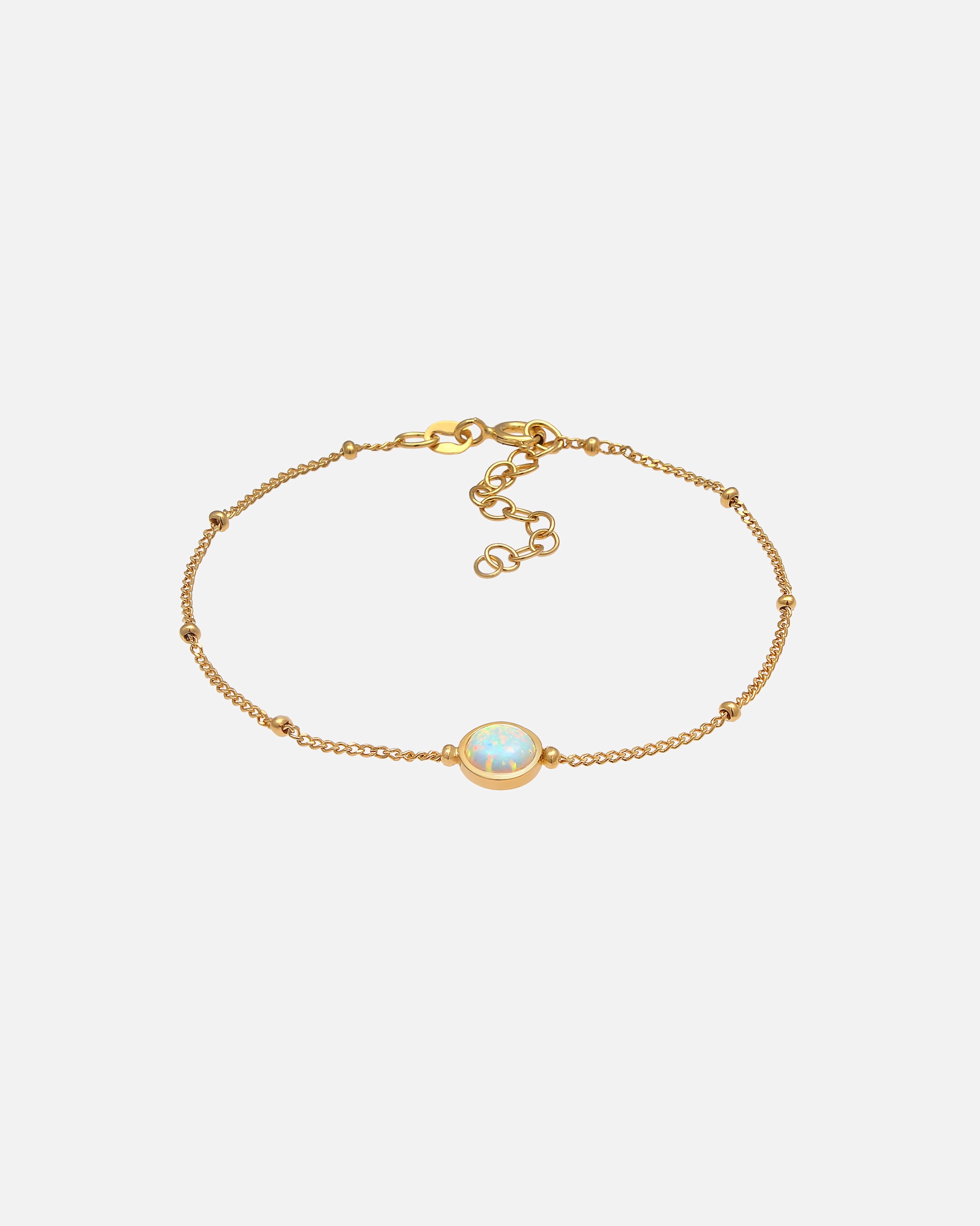 Braccialetto di Femmina Elli Palla Catena Elegante con Opale sintetico in Argento placcato oro 925 16