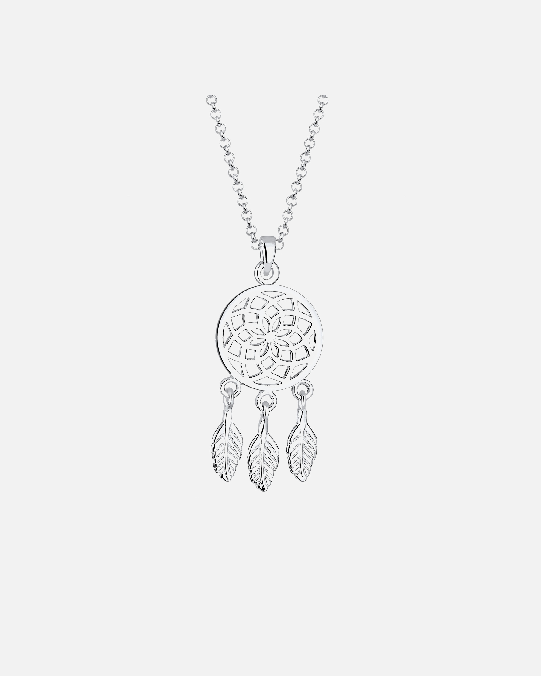 Collana di Femmina Elli Ciondolo Piuma Acchiappasogni Boho in Argento Sterling 925 45