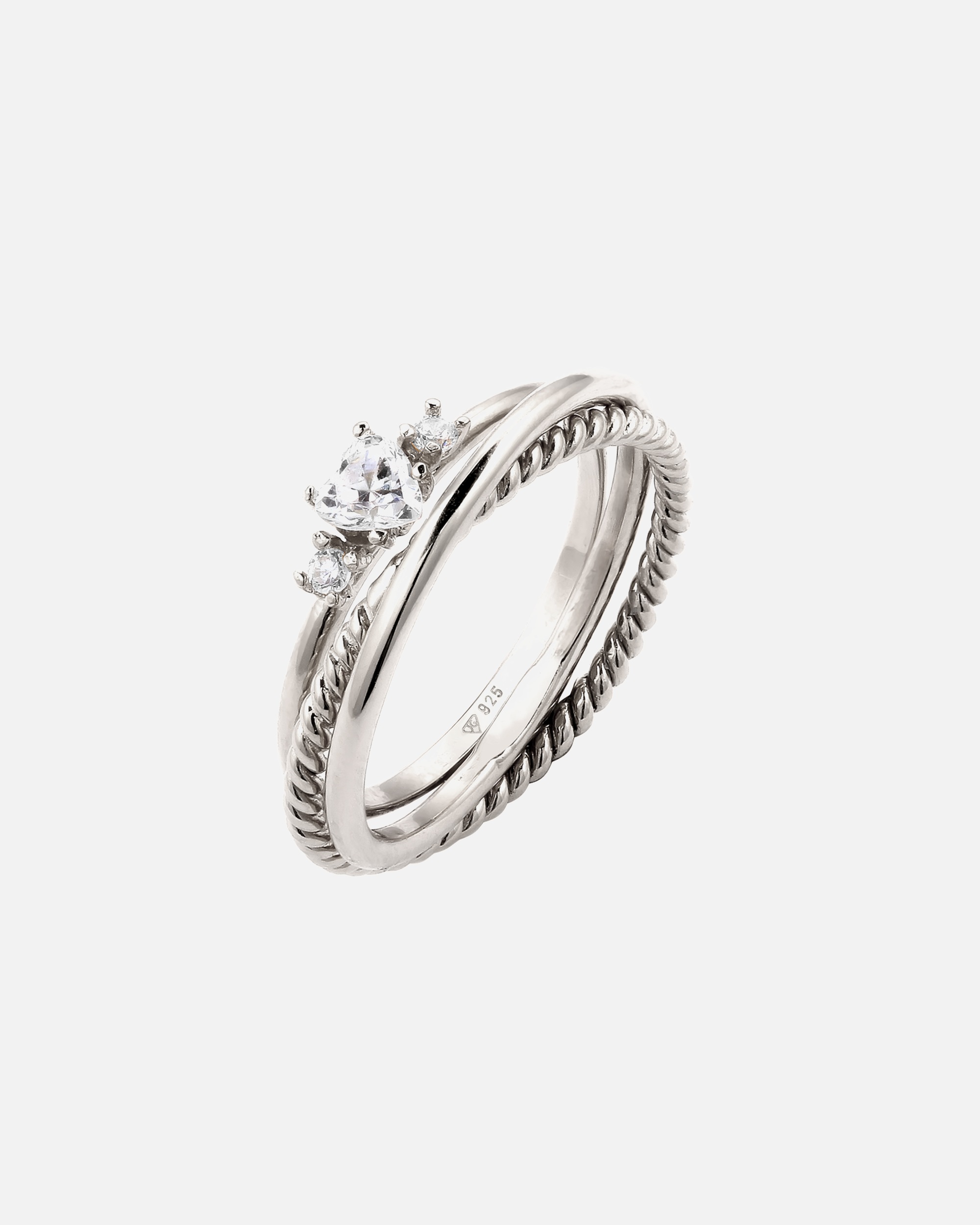 Anello di Femmina Elli Anello Cuore Zirconia Bianca 925 Sterling Silver 54