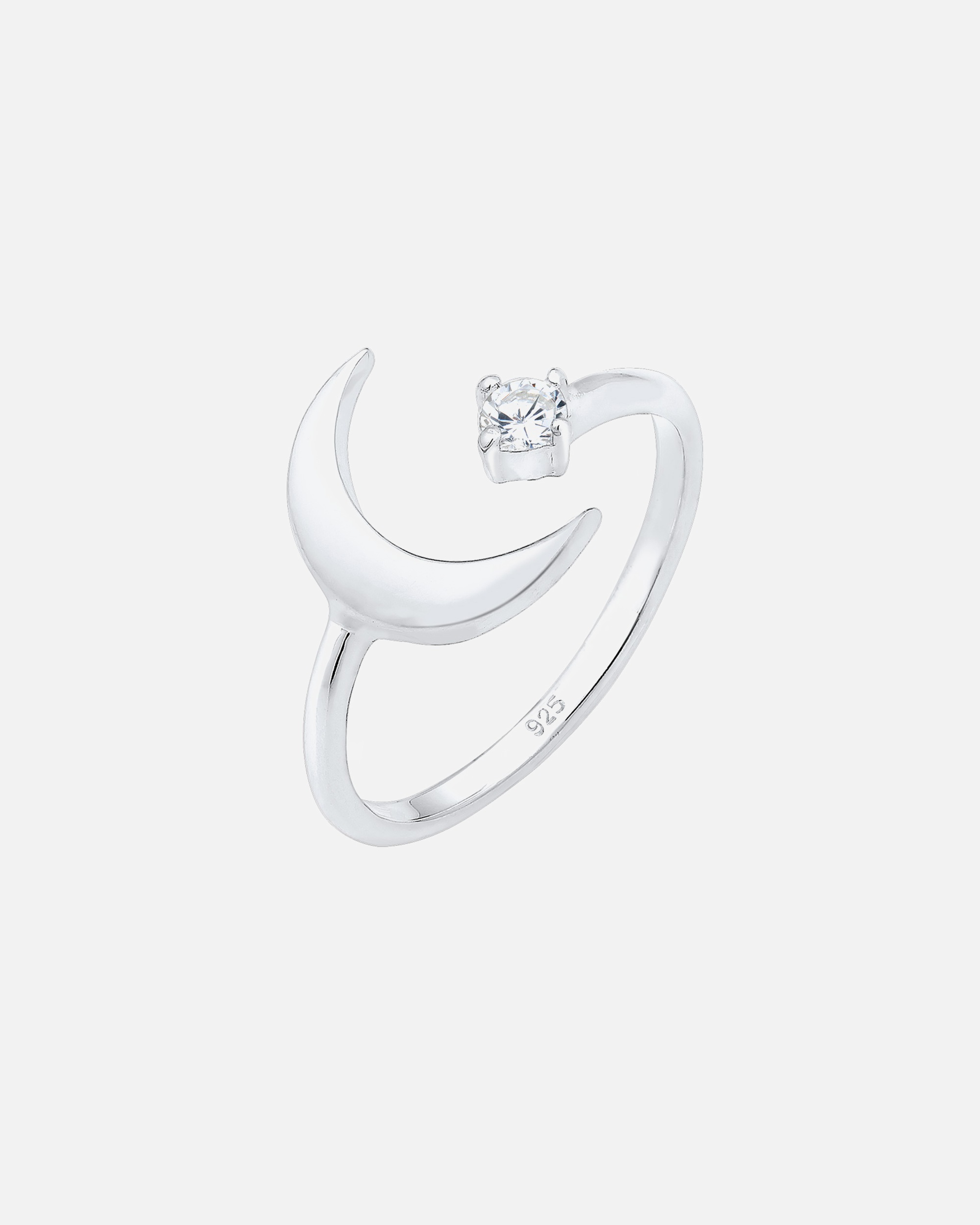 Anello di Femmina Elli Mezzaluna Astro Aperto con Cristallo di Zirconia in Argento Sterling 925 silberfarben