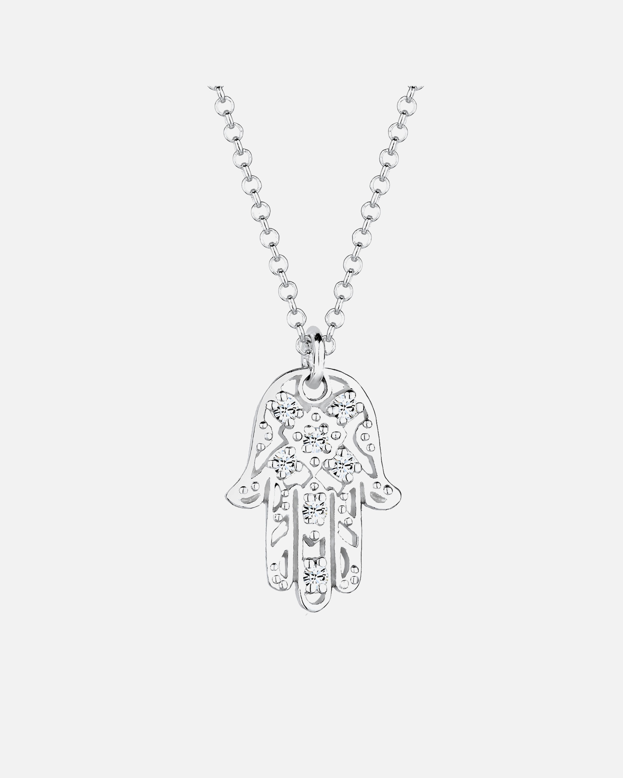 Collana di Femmina Elli Ciondolo di Mano Hamsa con Cristalli in Argento Sterling 925 55