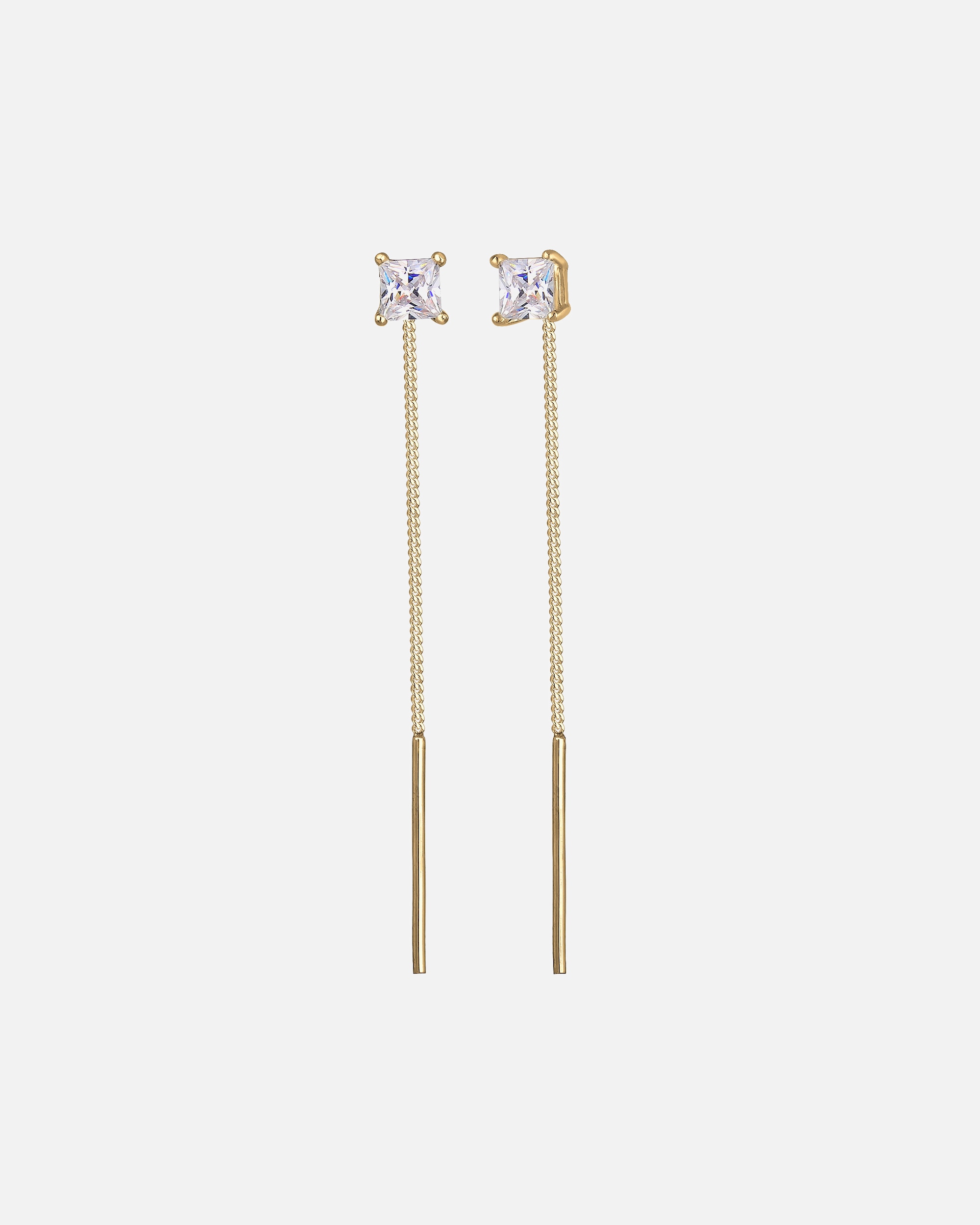 Orecchini di Femmina Elli Orecchini Pendenti Geo Minimale Pull Through con Cristalli di Zirconia in argento sterling 925 goldfarben