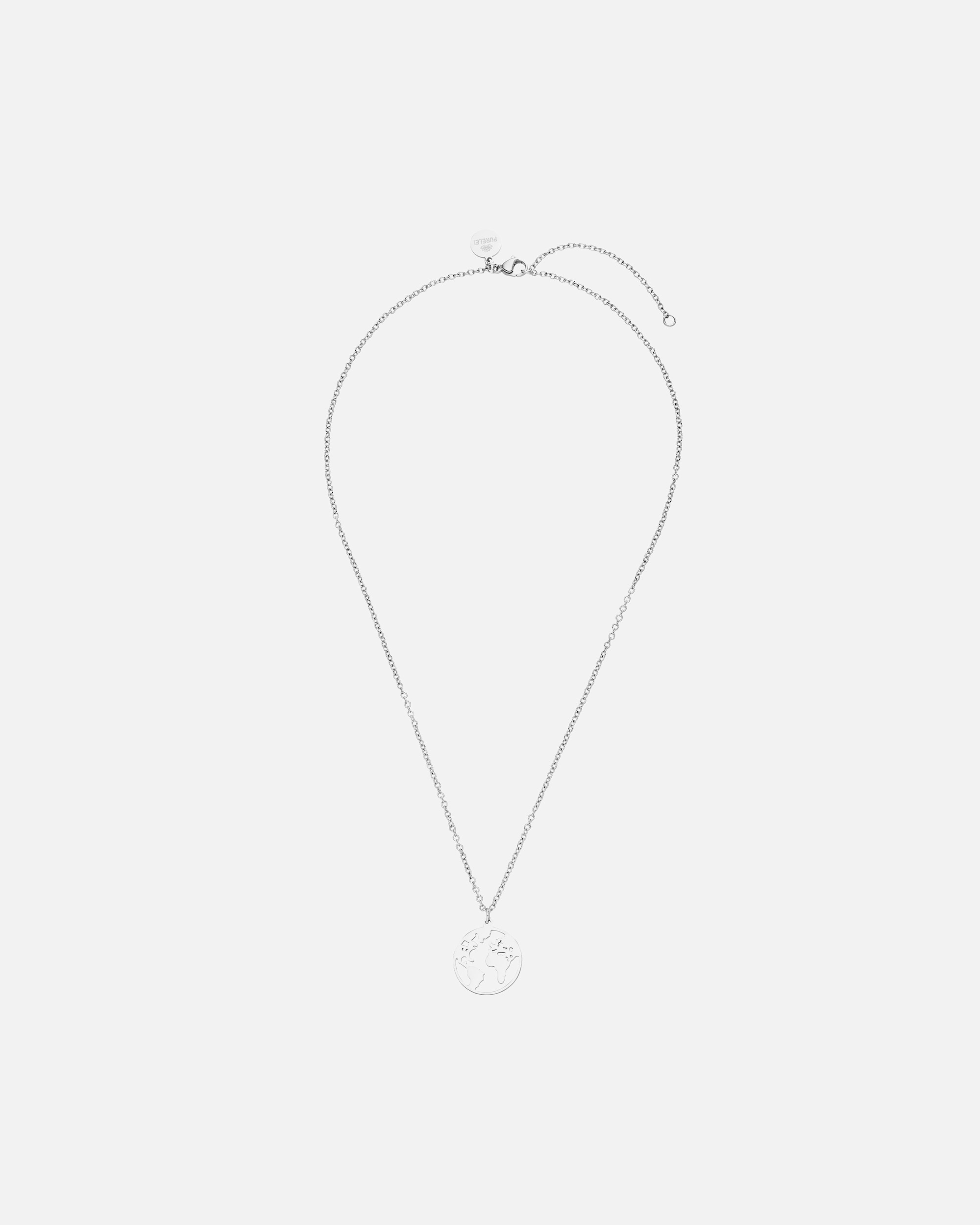 Collana di Femmina Purelei World Map Collana 100% acciaio inossidabile Argento
