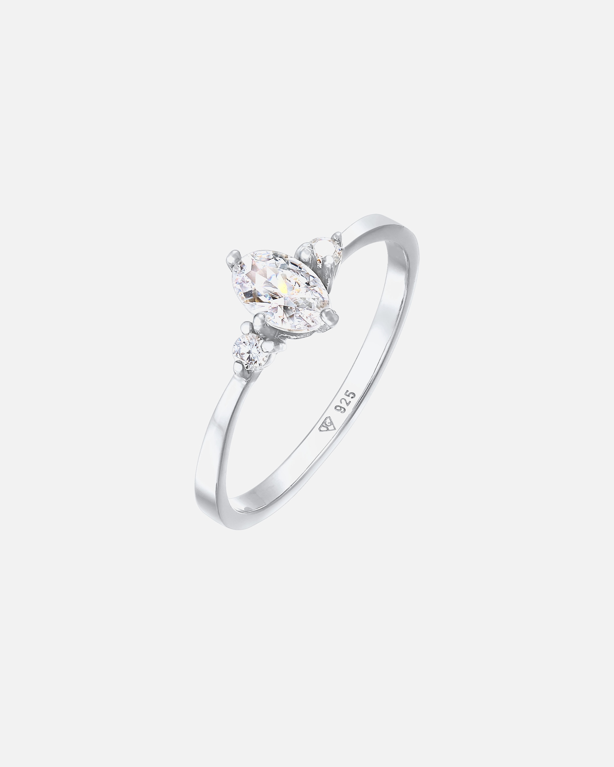 Anello di Femmina Elli Anello di fidanzamento ovale con cristalli di zirconia Argento 925 56