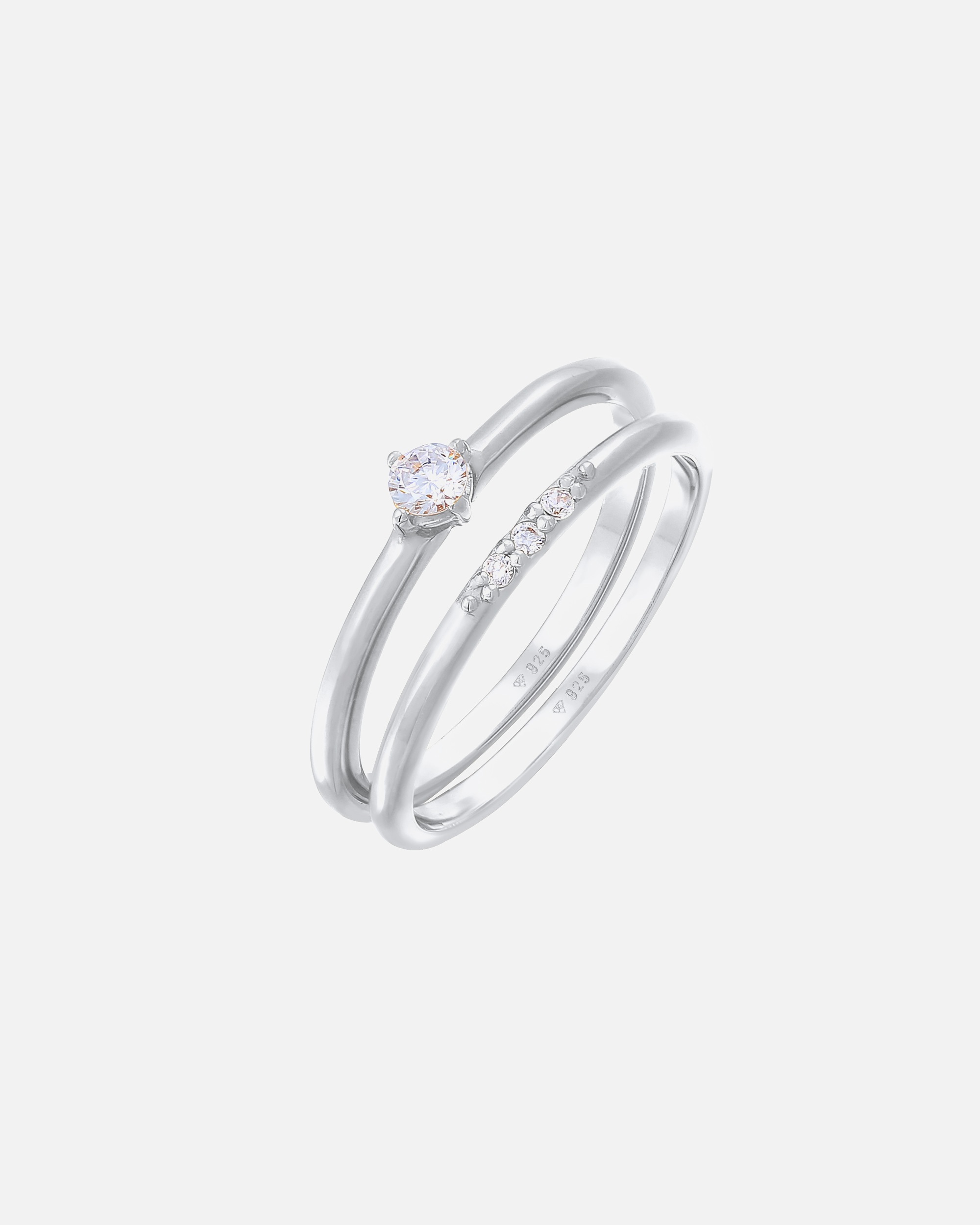Anello di Femmina Elli Solitario a pila con cristalli di zirconia in argento sterling 925 54