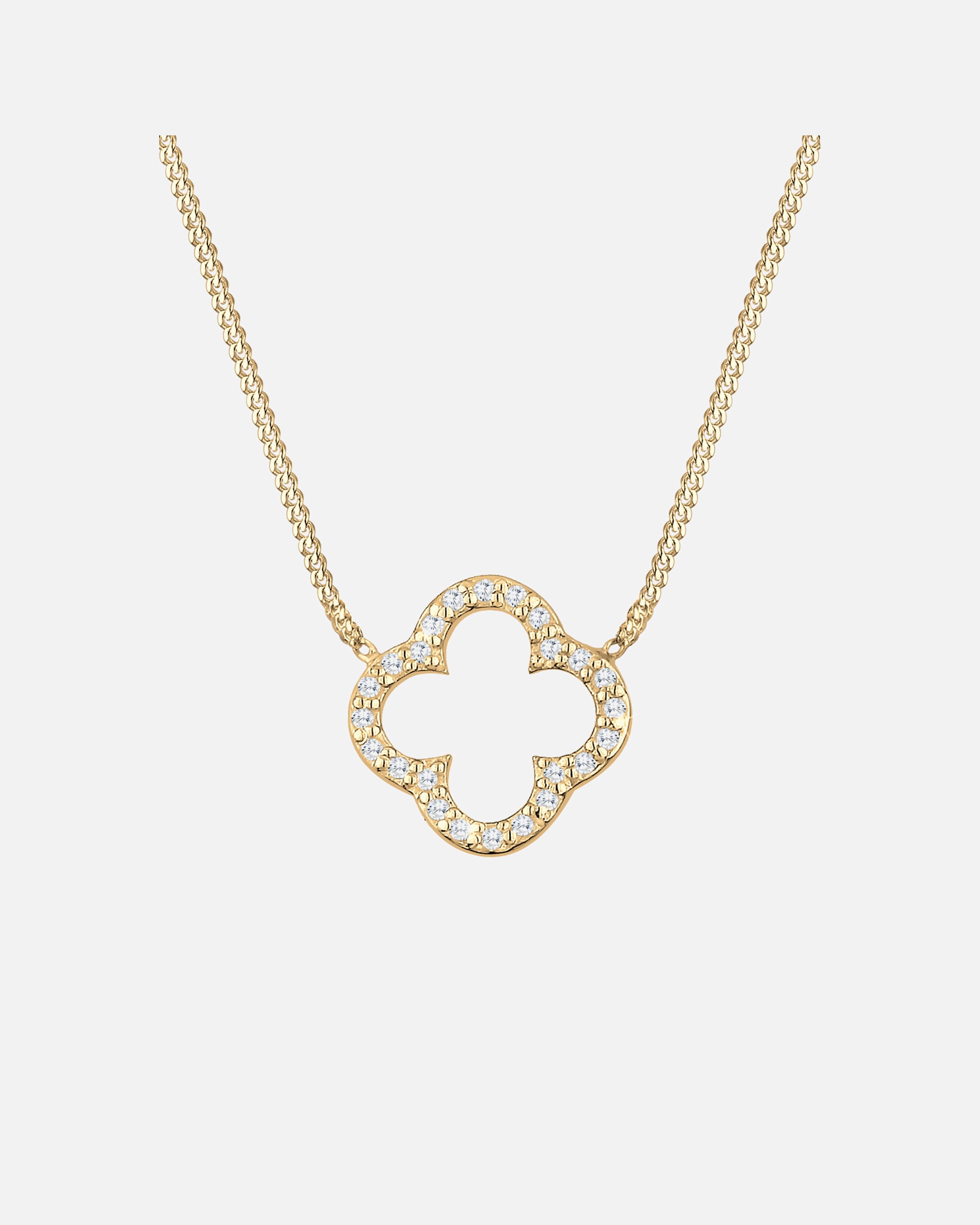 Collana di Femmina Elli Ciondolo forma di trifoglio Elegante fortuna con cristalli di zirconia in argento sterling 925 50