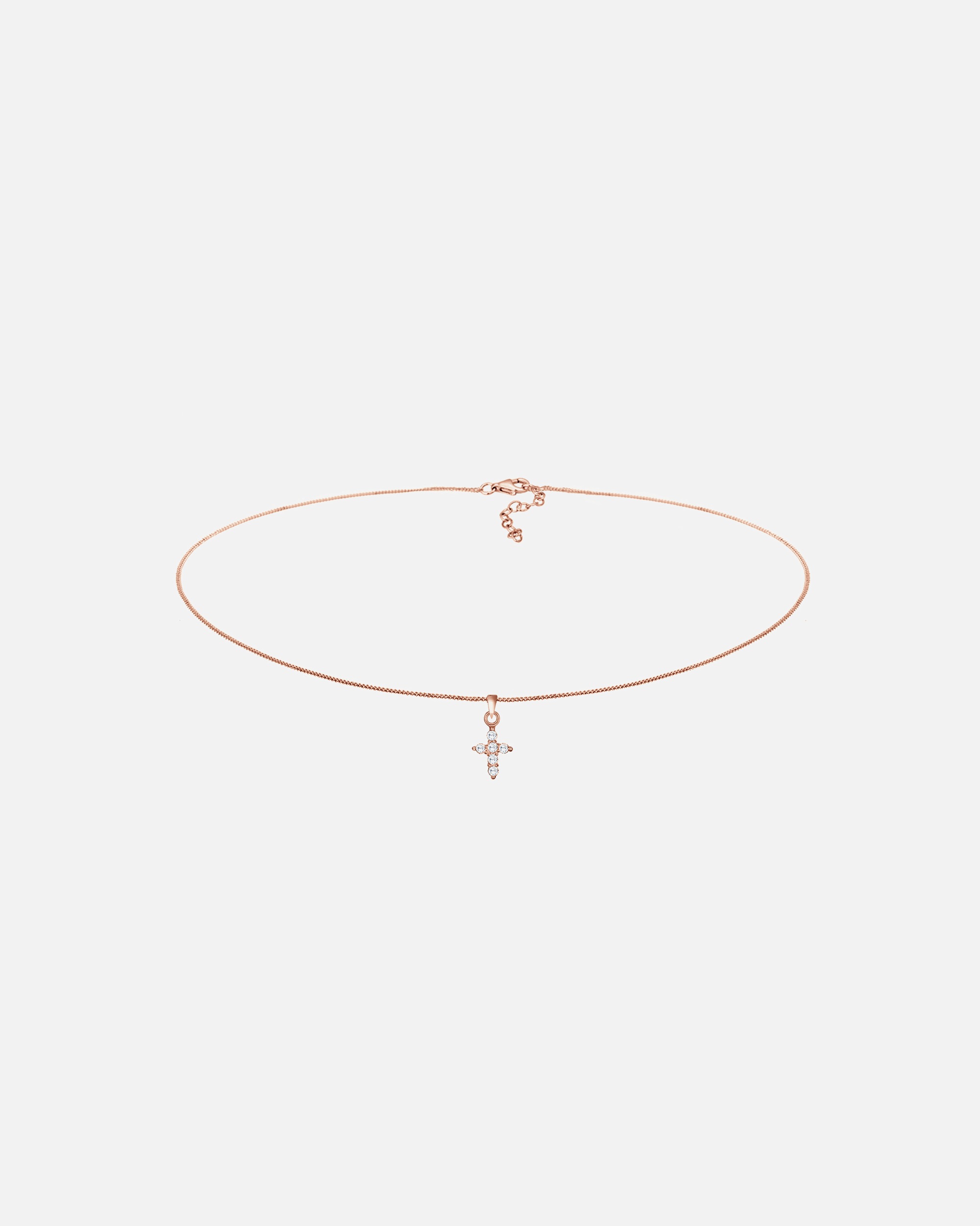 Collana di Femmina Elli Girocollo religione con cristalli di zirconia in Argento Sterling 925 Rosa