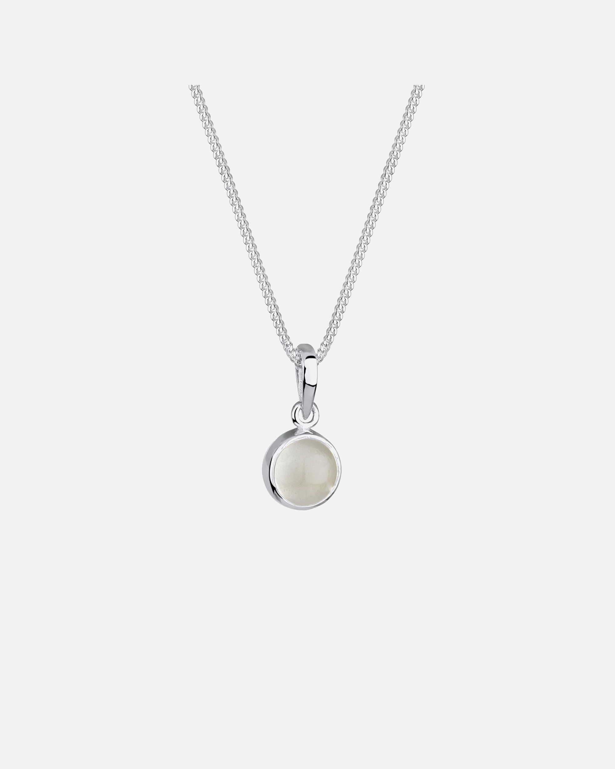 Collana di Femmina Elli Ciondolo Rotondo con Pietra di Luna in Argento Sterling 925 50
