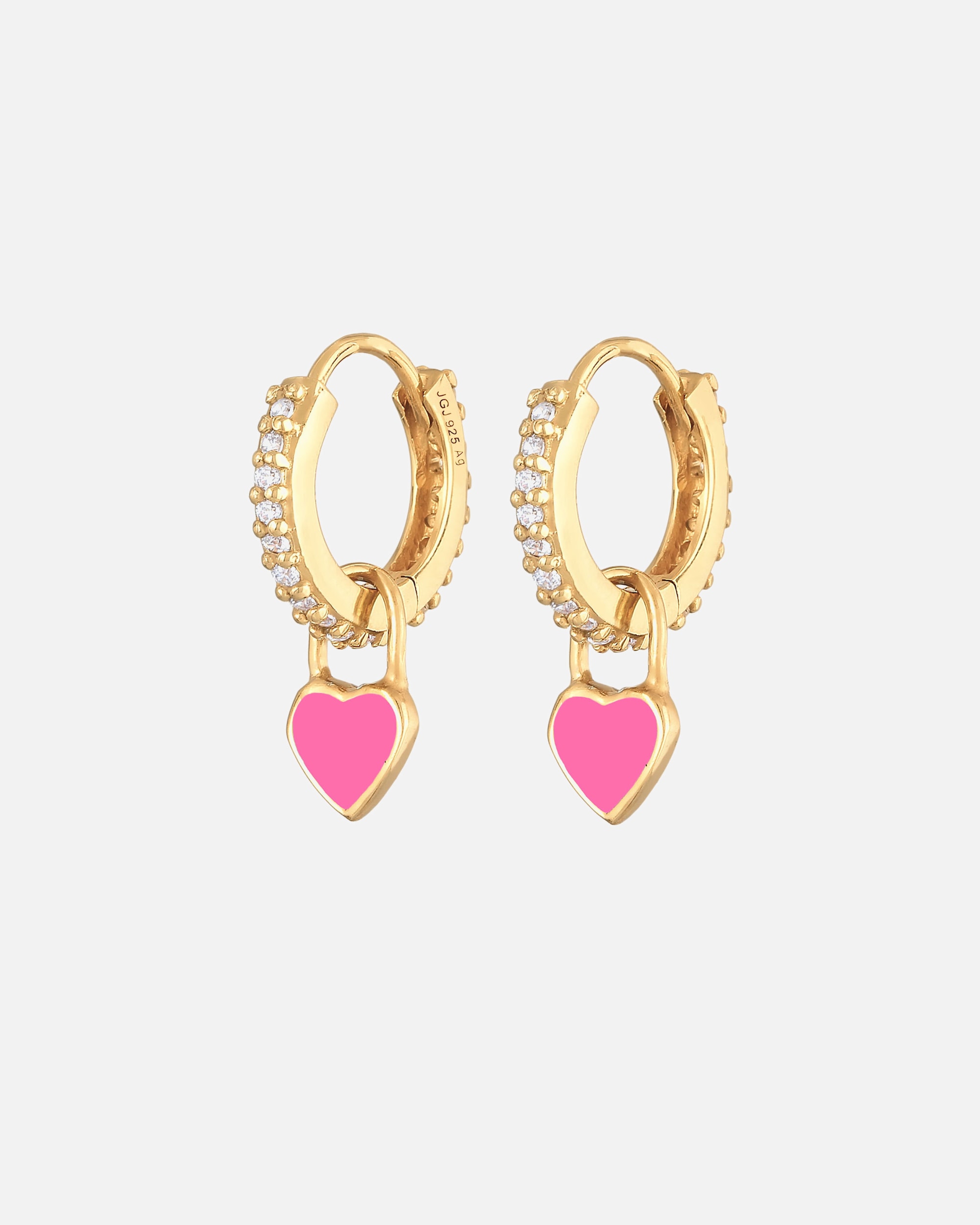 Orecchini di Femmina Elli Creoli Ciondolo cuore con smalto blu e zirconi in Argento Sterling 925 placcato oro Rosa