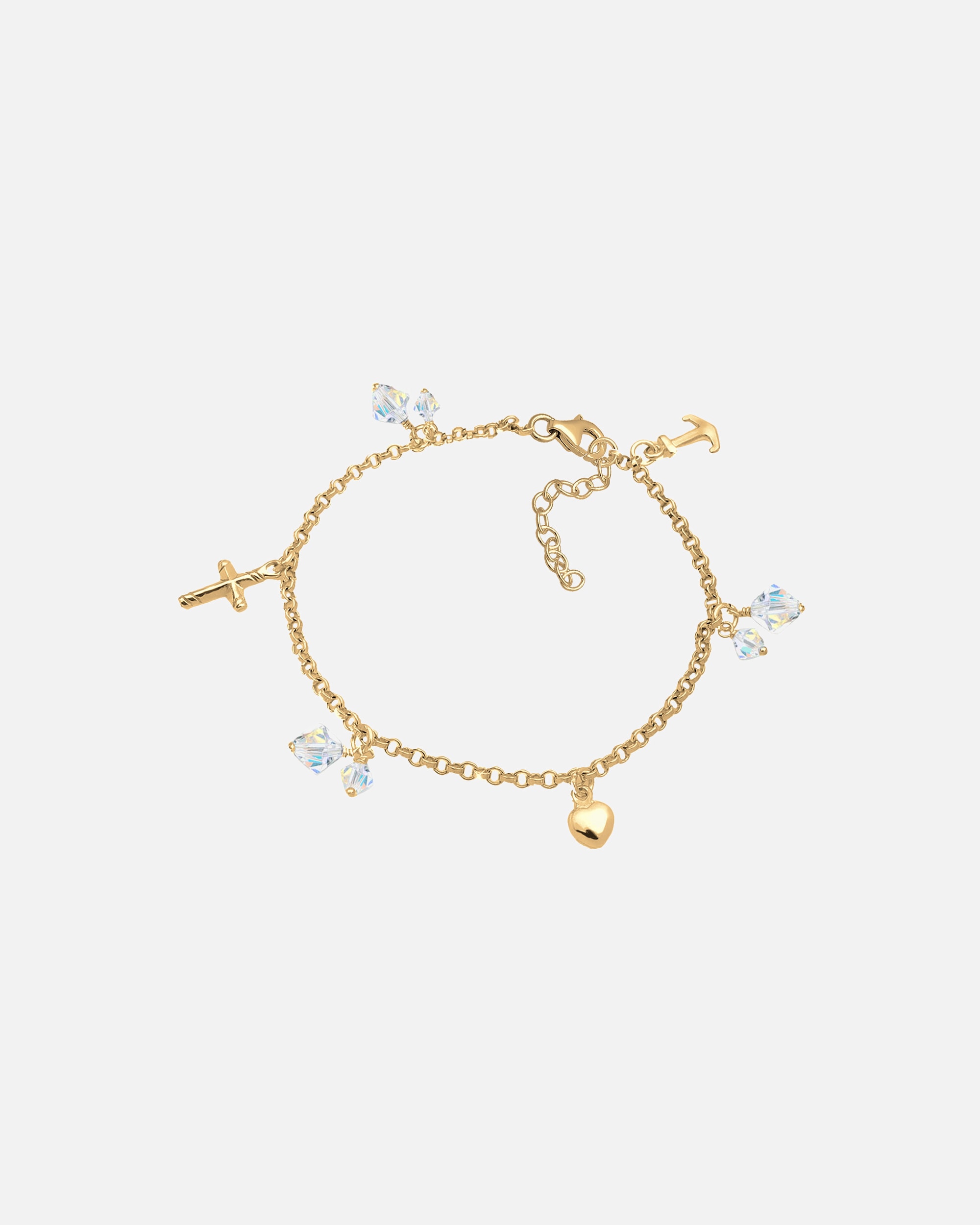 Braccialetto di Femmina Elli braccialetto fascino croce cuore simbolo dell'ancora con cristalli in Argento Sterling 925 16
