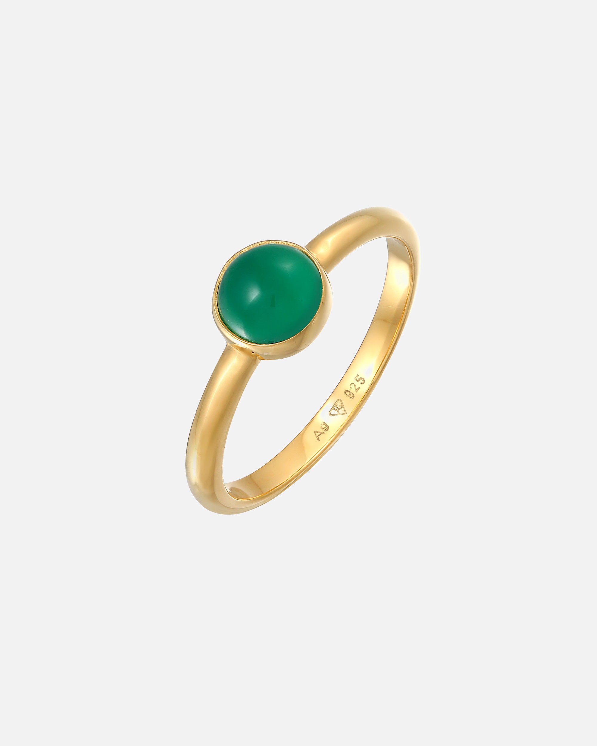 Anello di Femmina Elli PREMIUM Solitario di base verde con pietra preziosa d'agata in Argento Sterling 925 placcato rodio 58