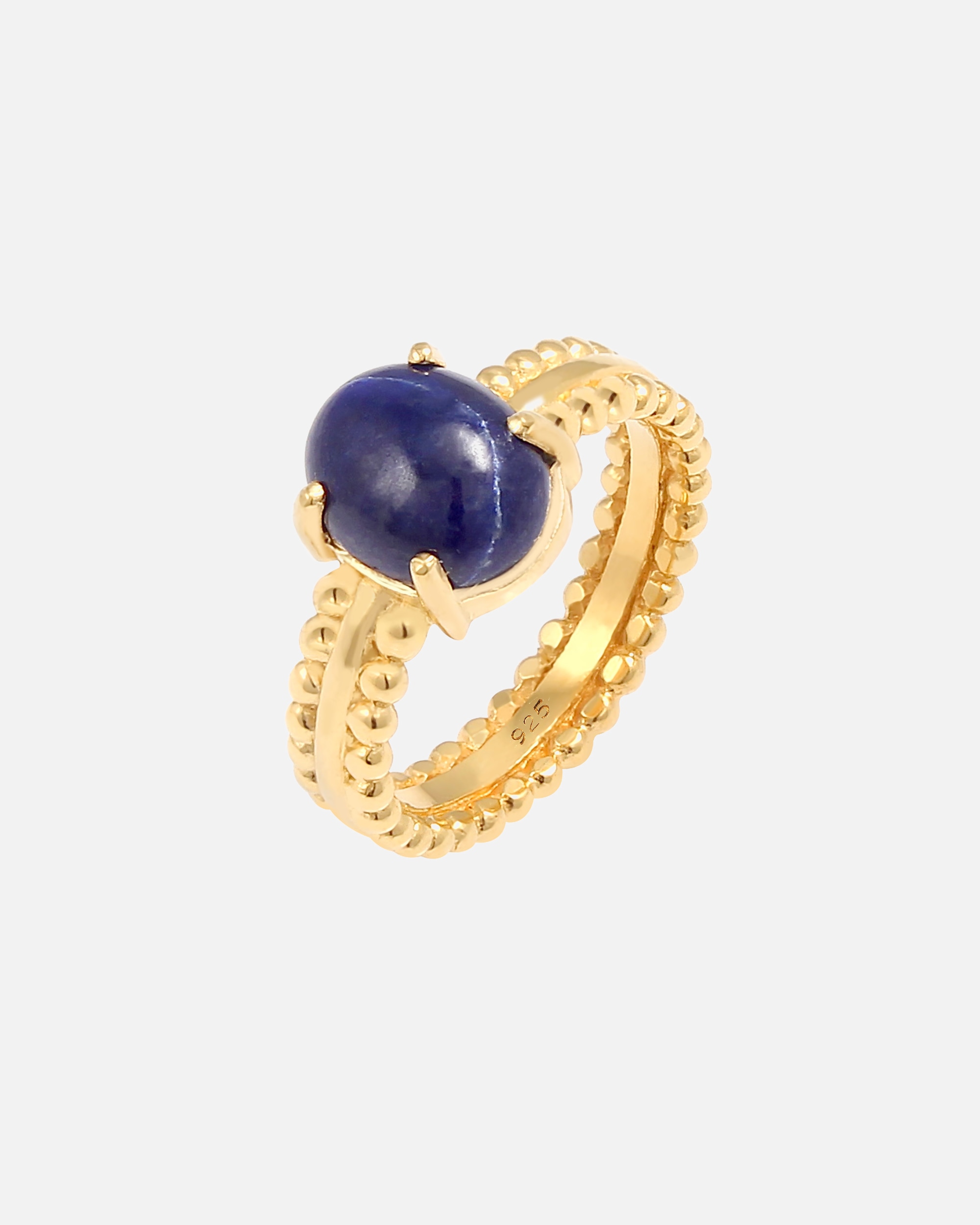 Anello di Femmina Elli PREMIUM Elegante anello a fascia in Argento Sterling 925 dorato con pietra lapislazzuli 52
