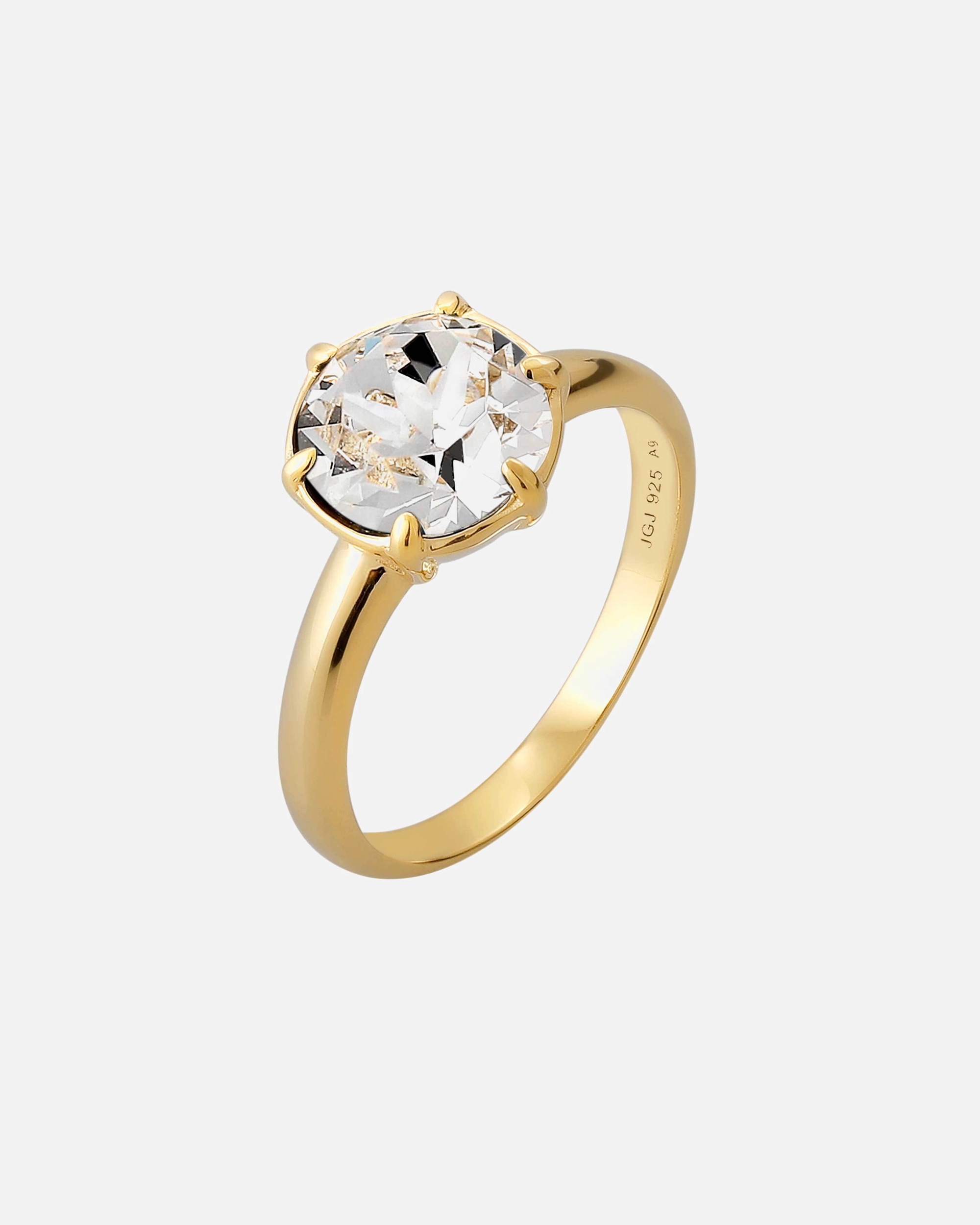 Anello di Femmina Elli Solitario elegante con cristallo verde in Argento Sterling 925 placcato oro 54