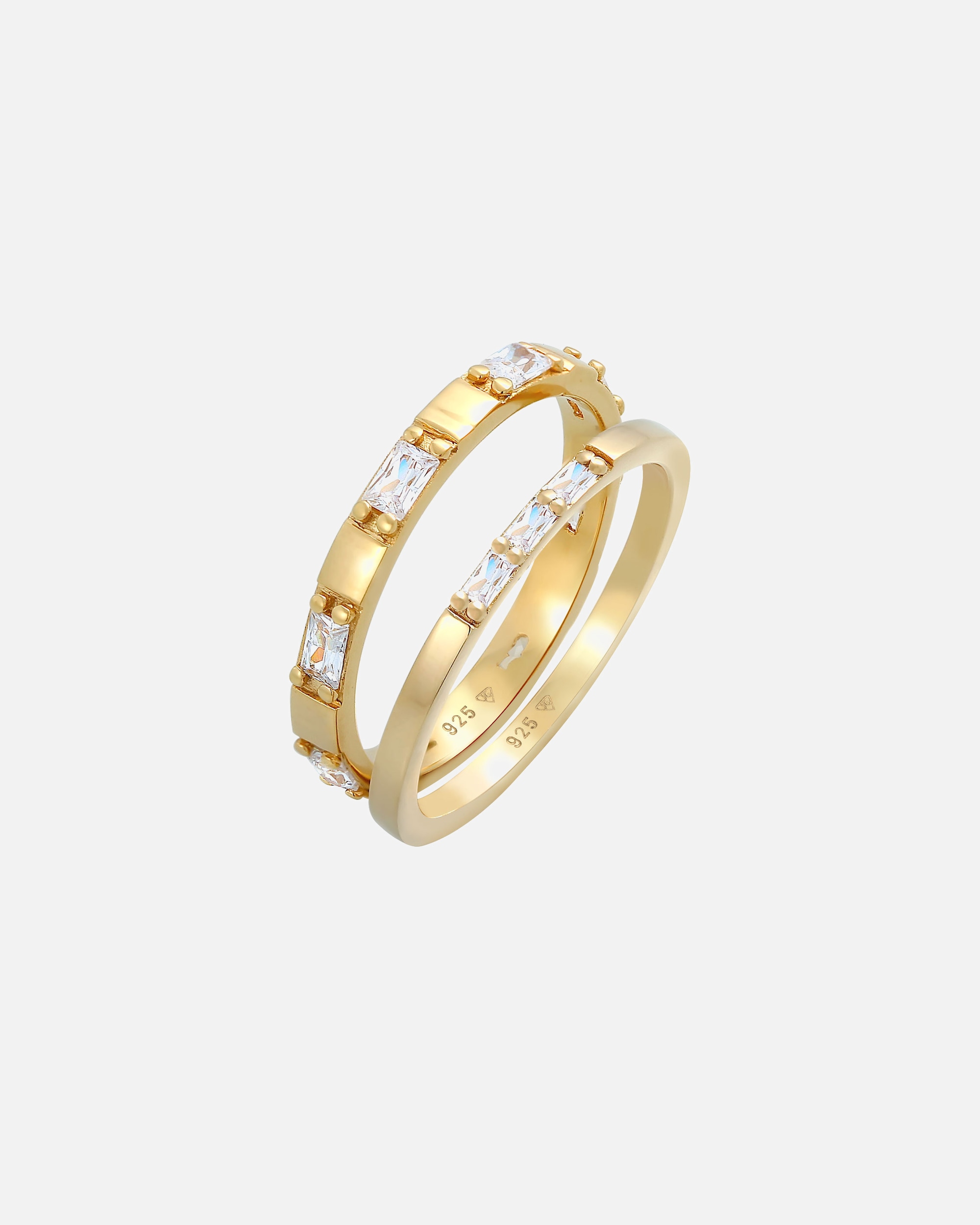 Anello di Femmina Elli Anello a fascia Duo Baguette Cut scintillante con cristalli Cubic Zirconia in argento sterling 925 54