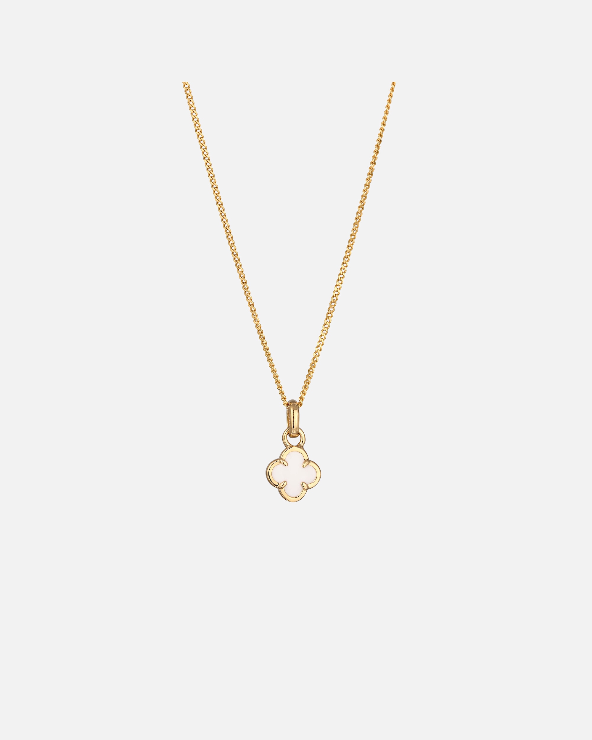 Collana di Femmina Elli Collana con pendente Quadrifoglio 925 Sterling Silver Gold-plated Weiß