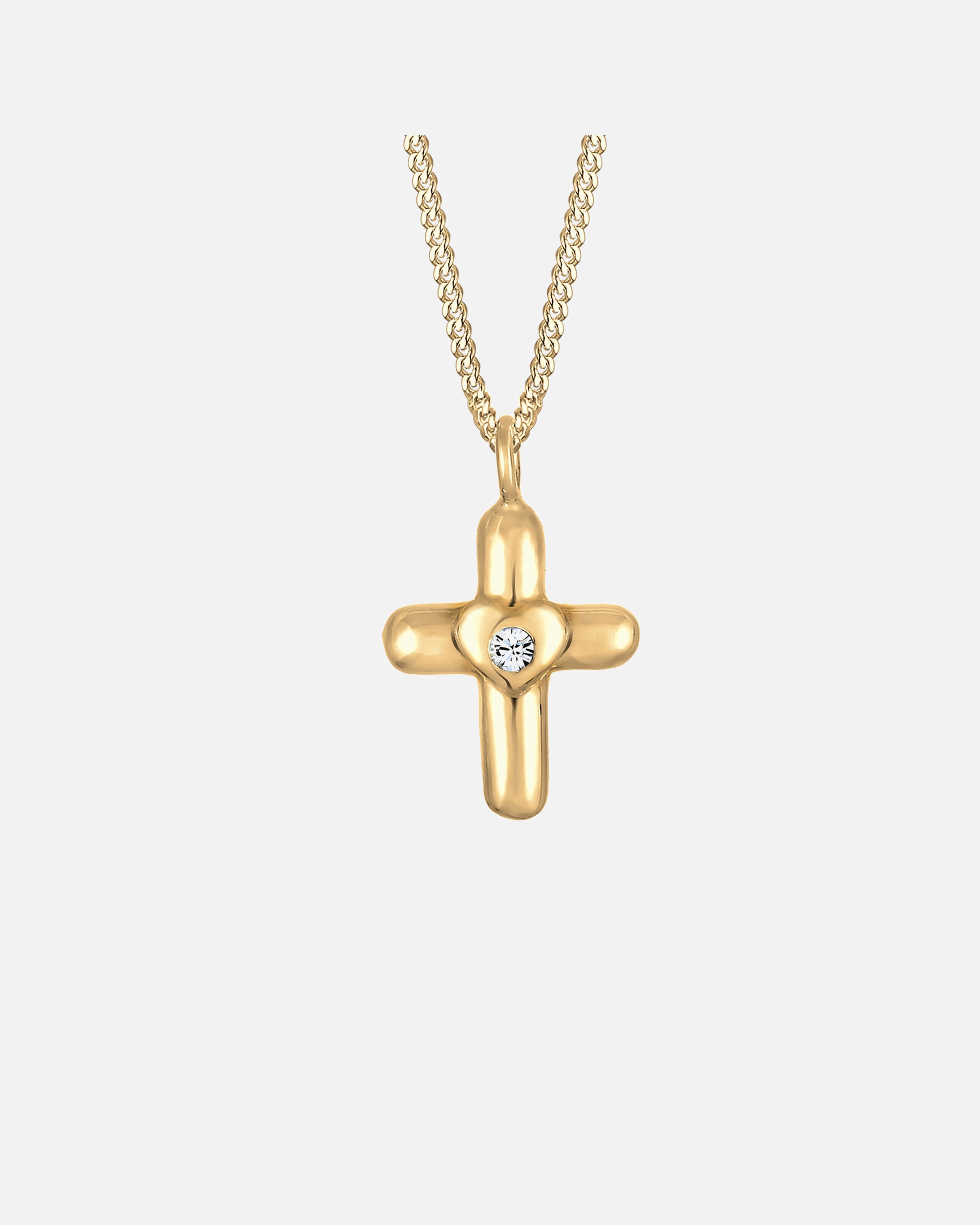 Collana di Femmina Elli Bambino Croce Cuore Carino con Cristalli in argento sterling 925 36