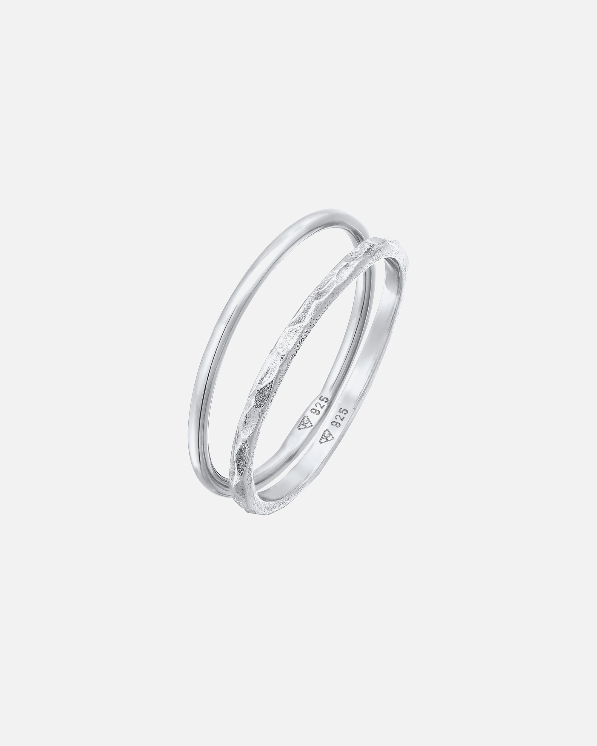 Anello di Femmina Elli Set di tre anelli impilabili Bandring con corda di base in argento 925 54