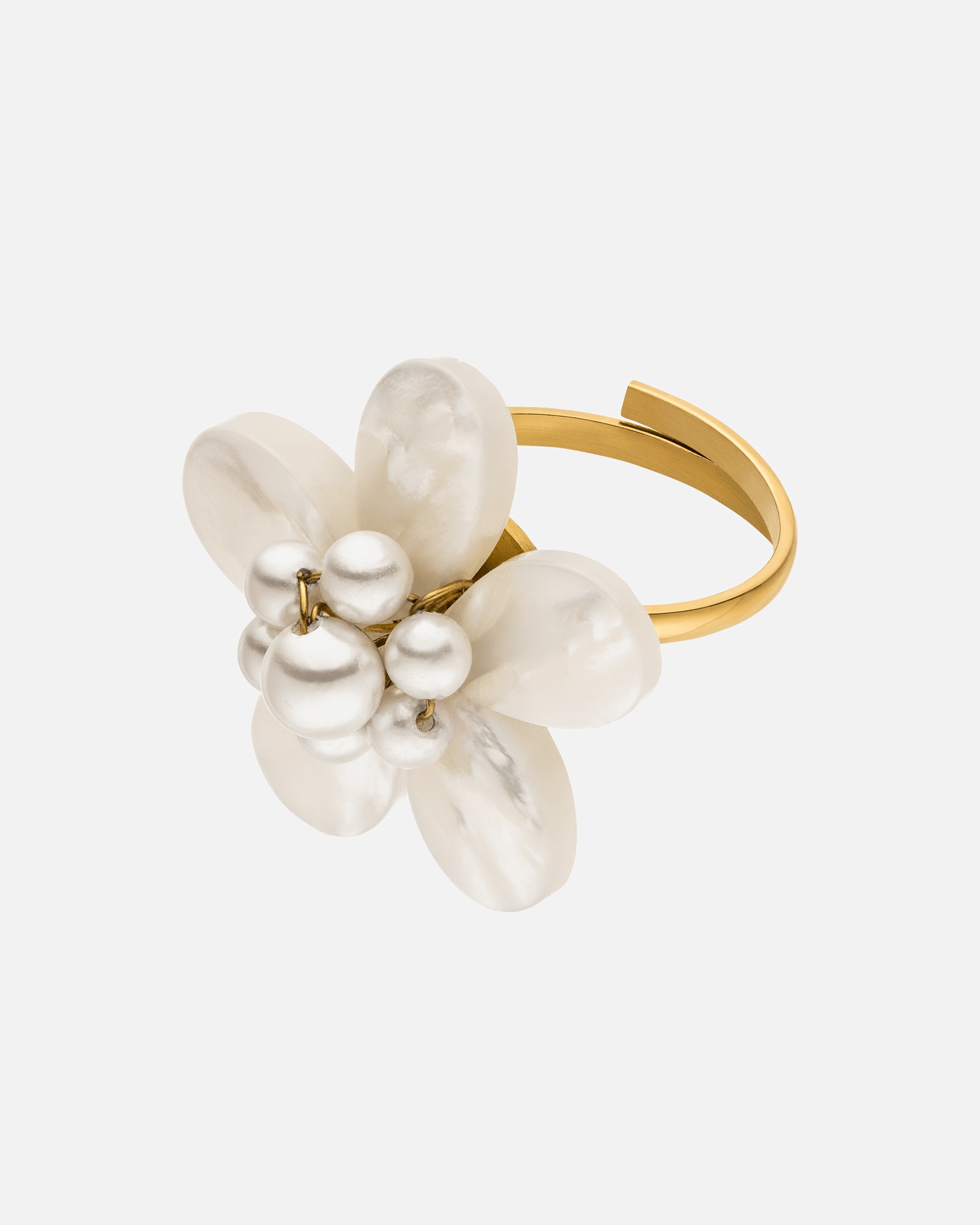 Anello di Unisex Purelei Fiore perlaceo Anello 100% acciaio inossidabile S/M