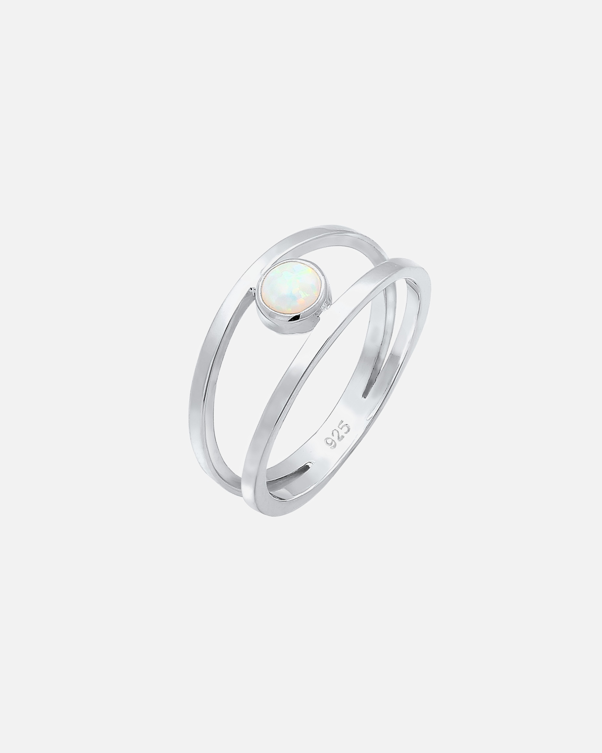 Anello di Femmina Elli Opale Sintetico a Doppio Petto in Argento Sterling 925 56