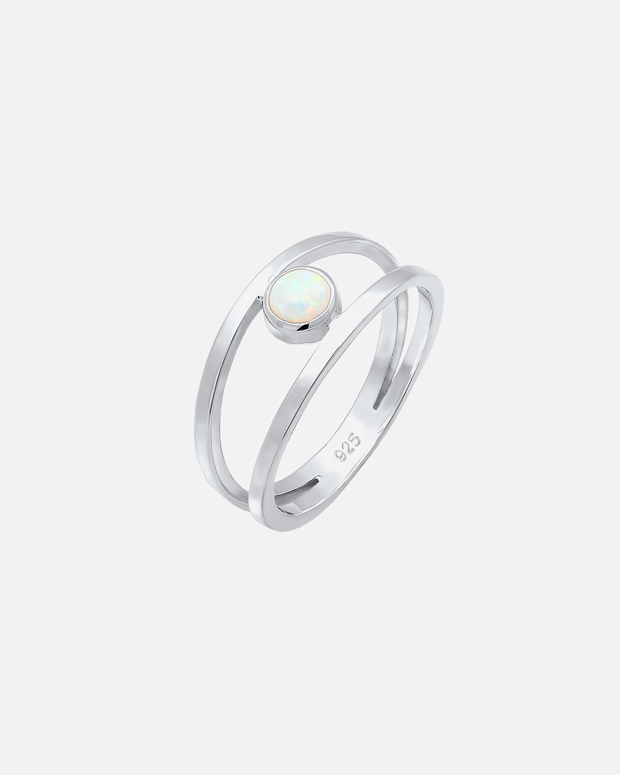 Anello di Femmina Elli Opale Sintetico a Doppio Petto in Argento Sterling 925 58