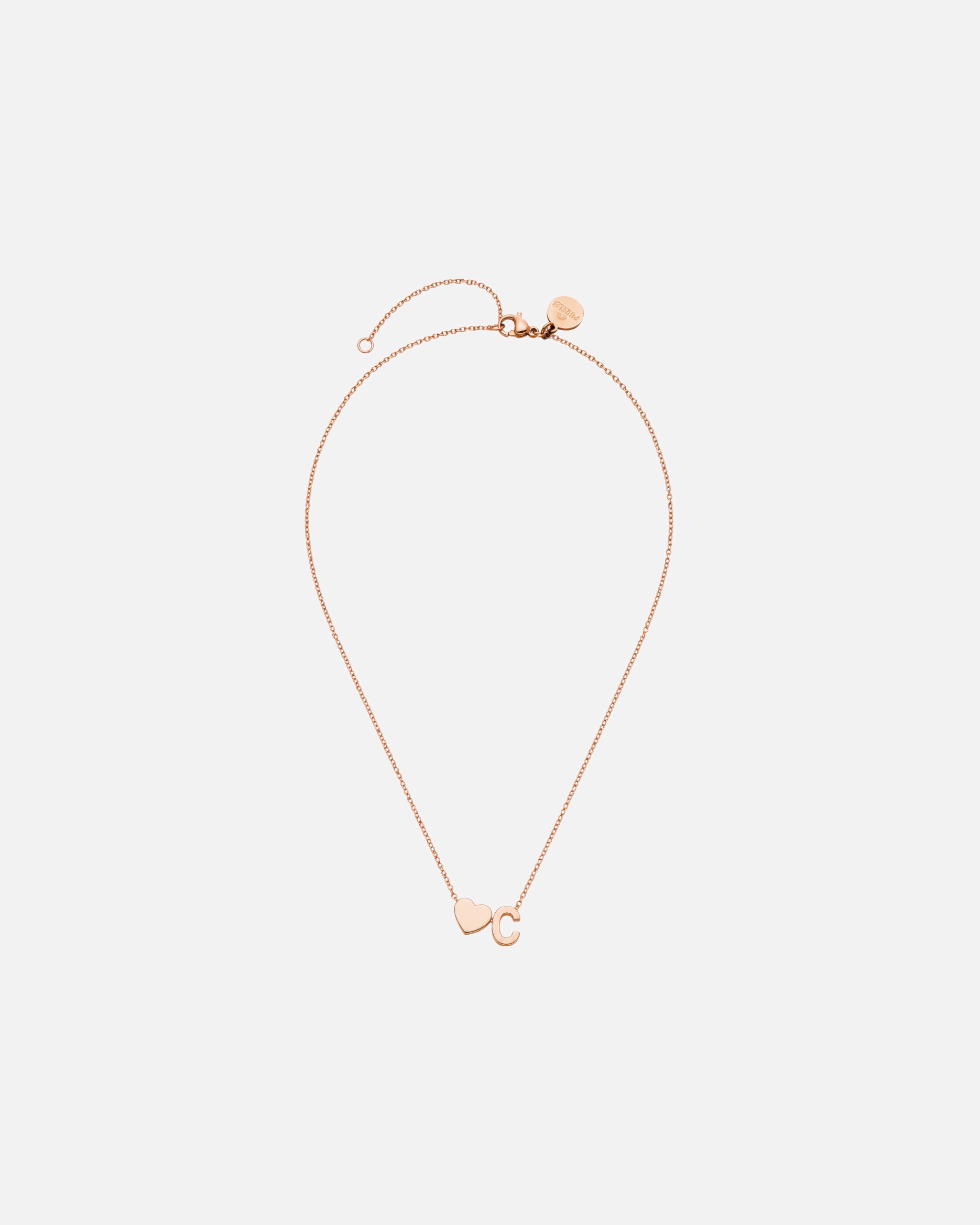 Collana di Unisex Purelei Letter Heart C Collana 100% acciaio inossidabile Oro rosa
