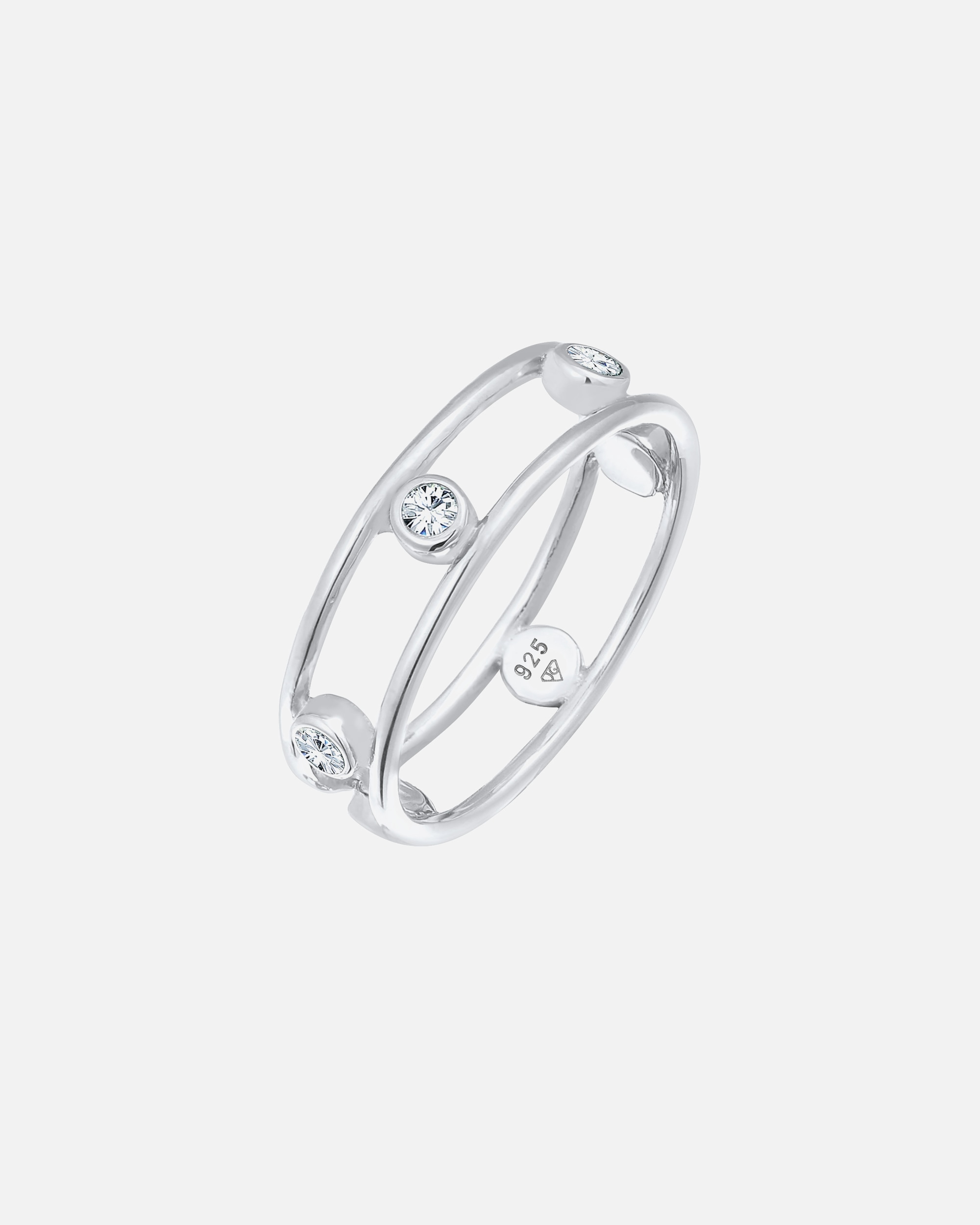 Anello di Femmina Elli Double Glamorous elegante con cristalli in argento sterling 925 54