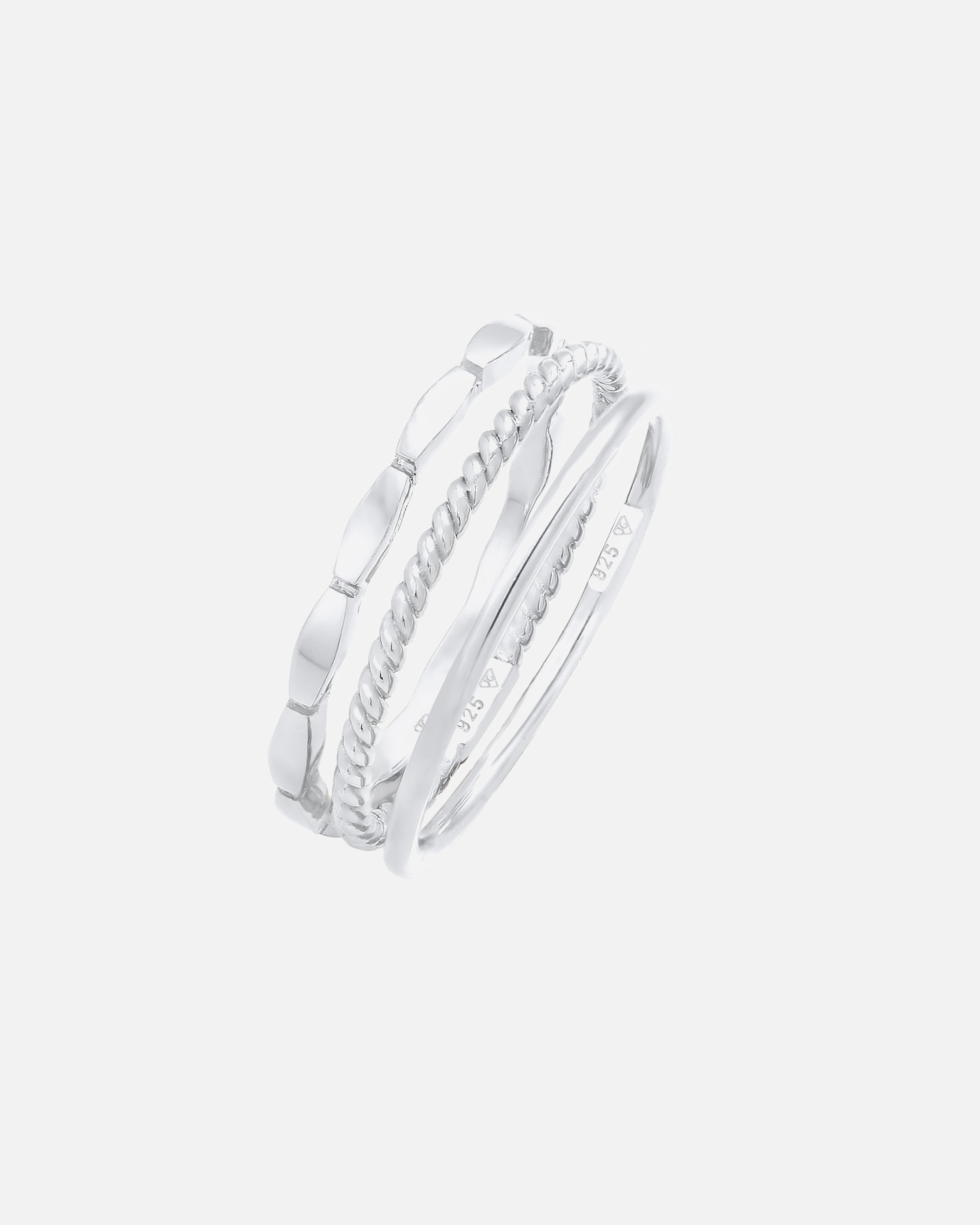 Anello di Femmina Elli Banda Impilamento Trio di Base Minimale Blogger senza tempo in Argento Sterling 925 52
