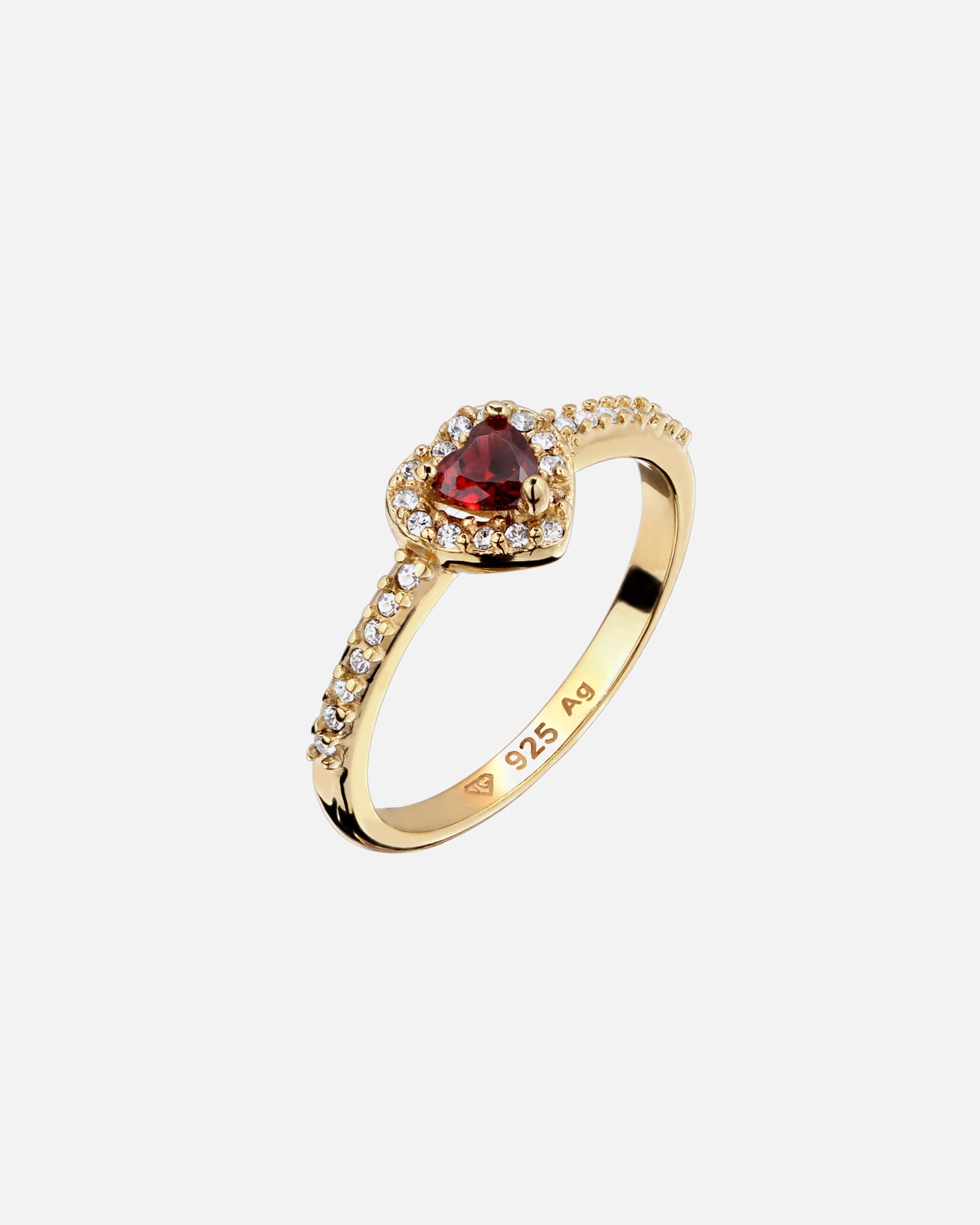 Anello di Femmina Elli Anello con Zirconi Cuore Rosso 925 Sterling Silver Gold-plated 56
