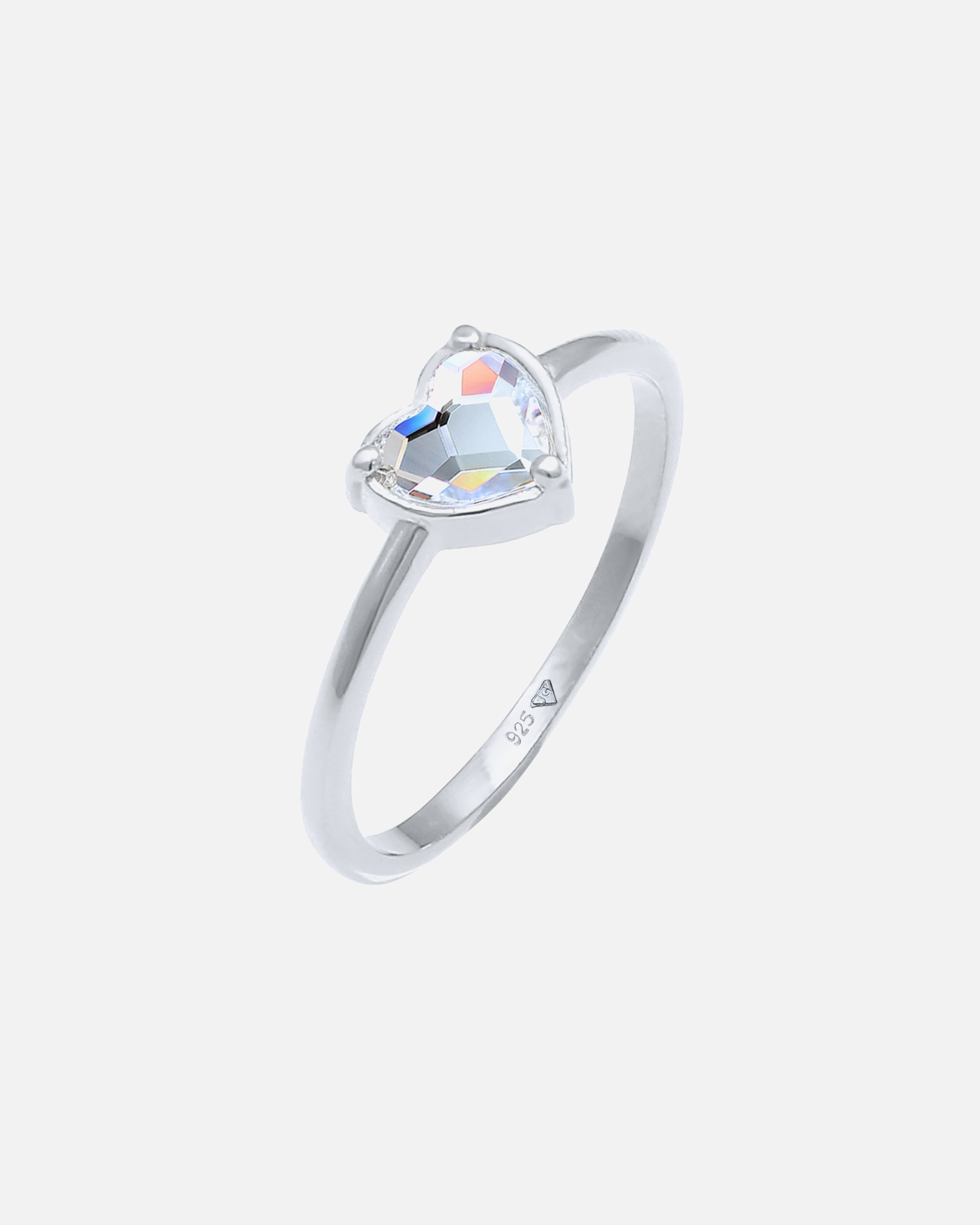 Anello di Femmina Elli Cuore in Argento Sterling 925 con cristallo 54