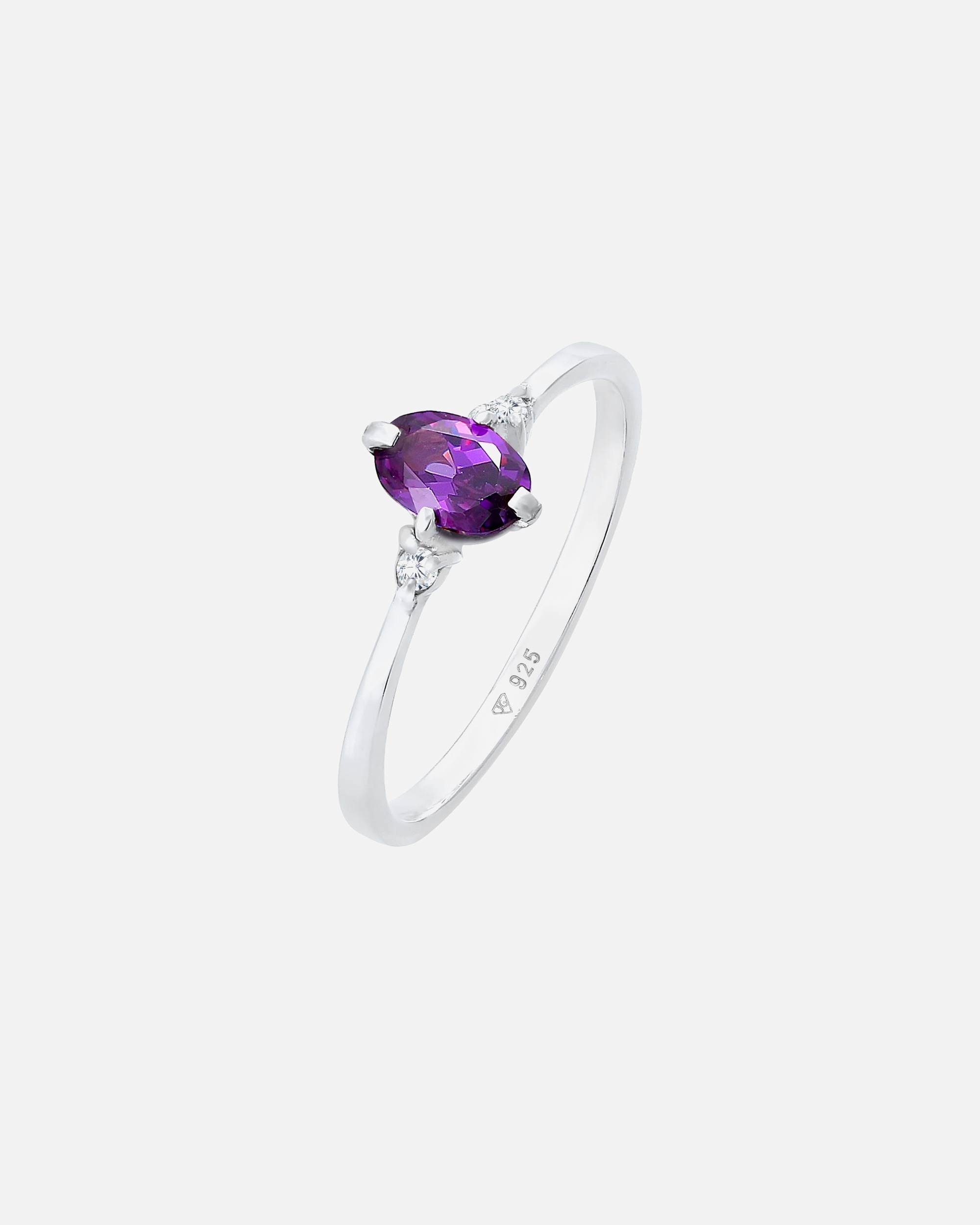 Anello di Femmina Elli solitario fidanzamento viola scintillante con cristalli zirconia in Argento Sterling 925 54