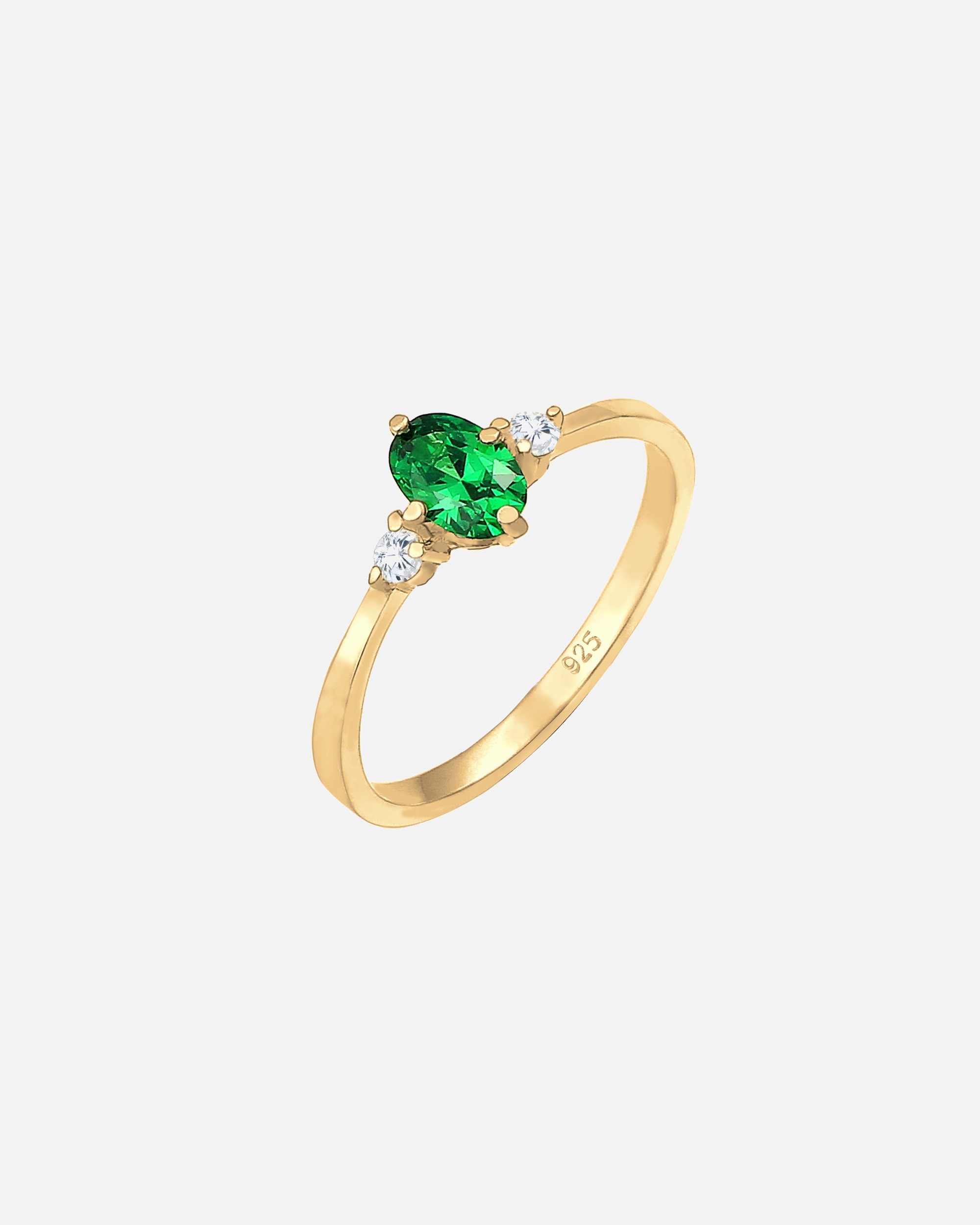 Anello di Femmina Elli Banda Elegante con Cristalli di Zirconia Verde in Argento Sterling 925 56