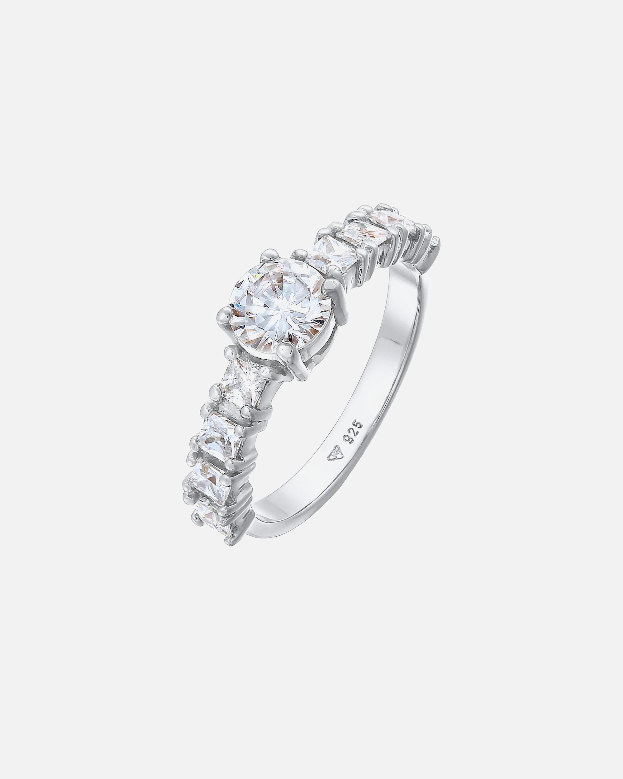 Anello di Femmina Elli Anello con Cristalli Rettangolari Stile Geometrico in Argento 925 54