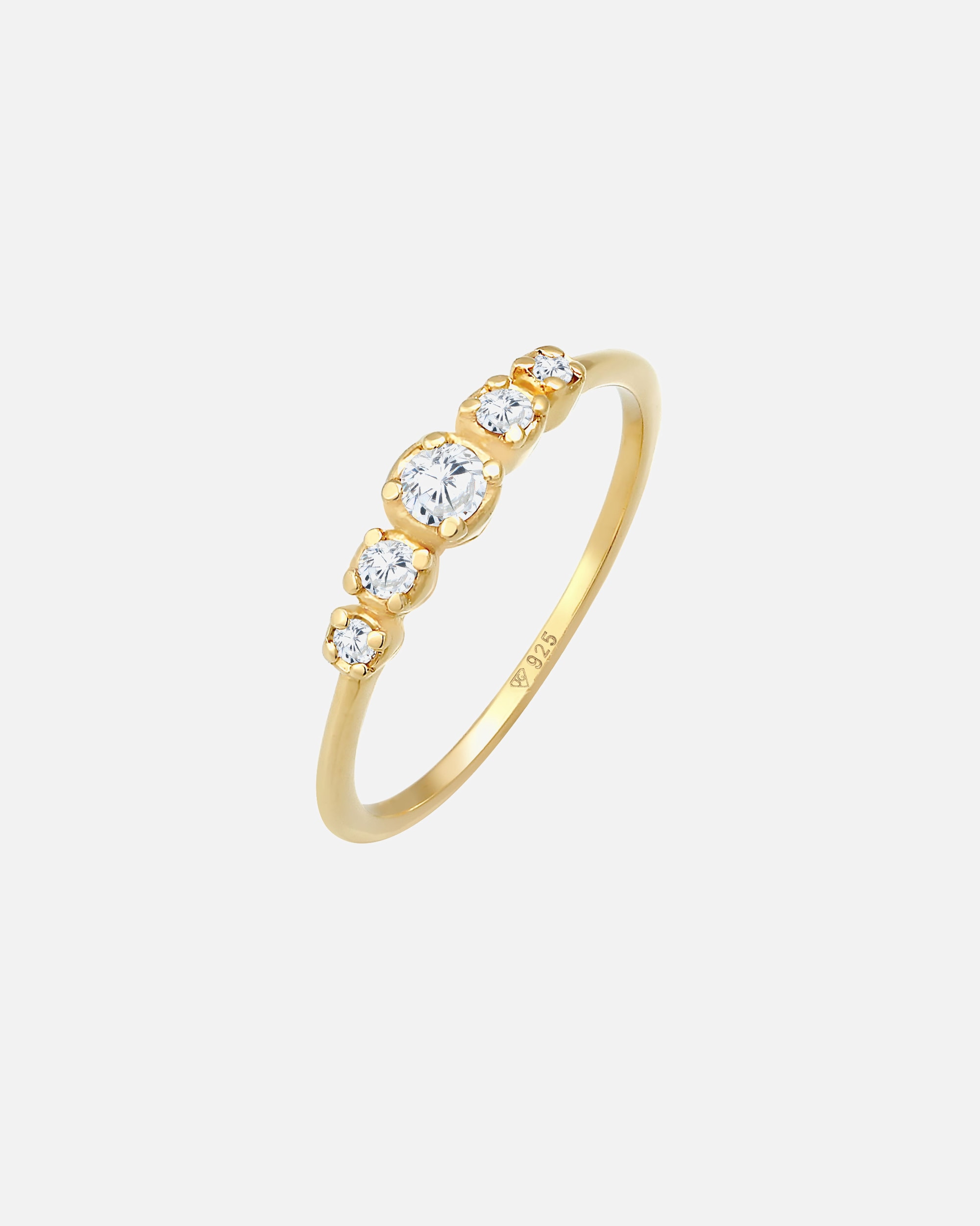 Anello di Femmina Elli fidanzamento eternità elegante con pietre zircone in Argento Sterling 925 placcato oro 52