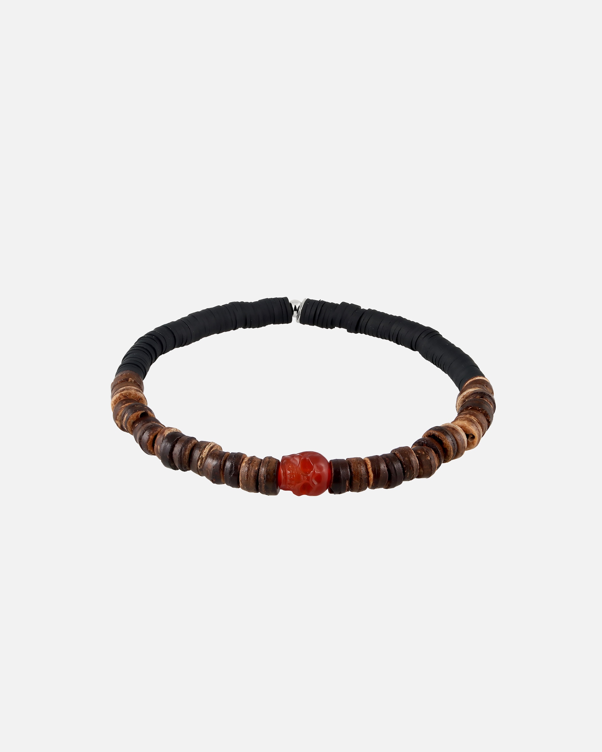 Braccialetto di Maschio KUZZOI Bracciale beads Cornelian Rosso 925 Sterling Silver 19