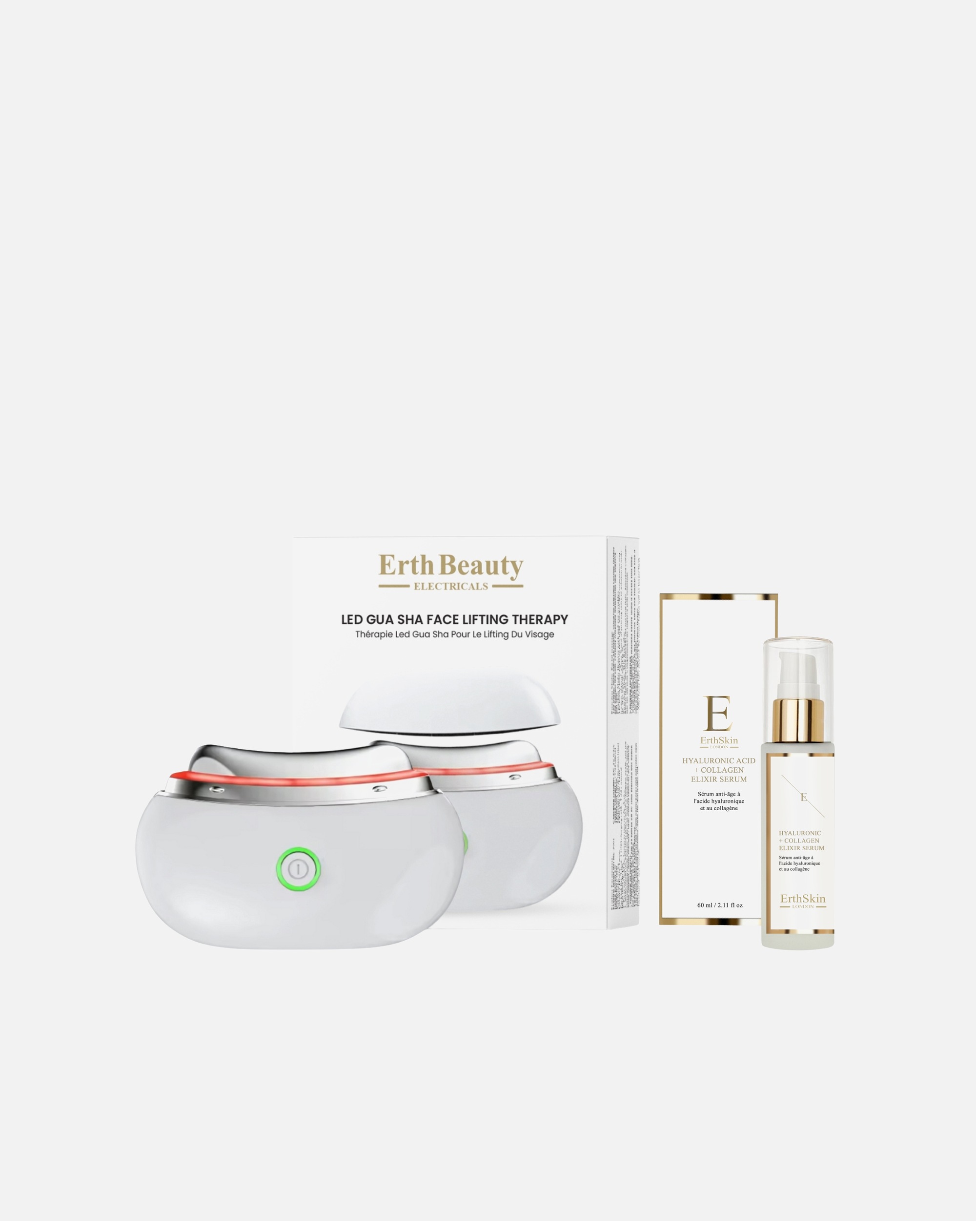 Dispotivo Massaggio Viso di Unisex ErthSkin London LED Gua Sha Duo Acido Ialuronico Collagene 1 Stück