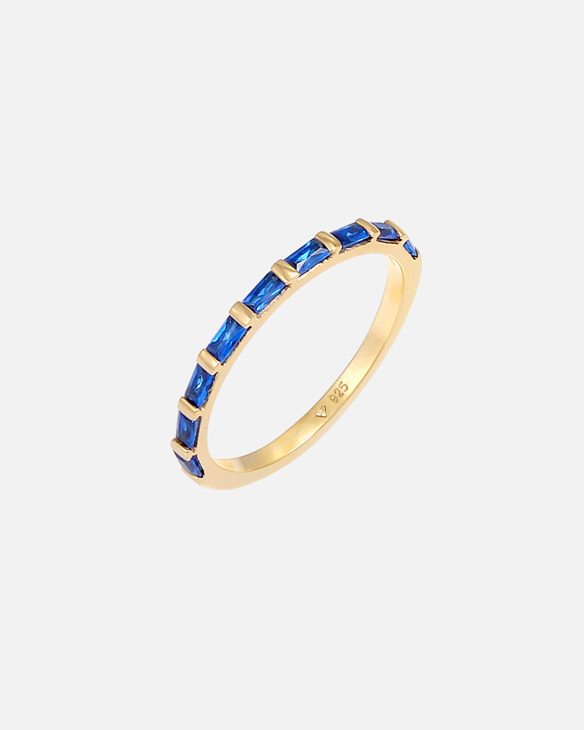 Anello di Femmina Elli PREMIUM Banda scintillante con zaffiri sintetici in Argento Sterling 925 placcato oro 54