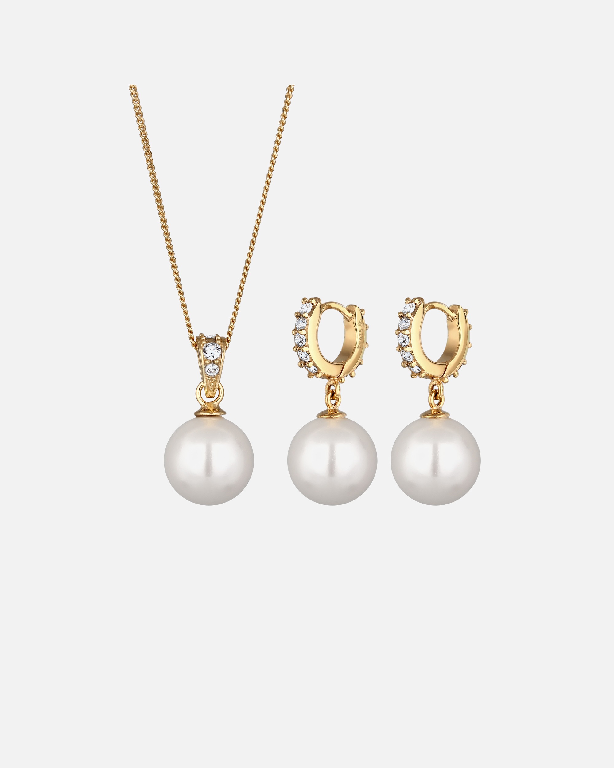 Set Gioielli di Femmina Elli Set con perle Cristalli di vetro Bianco 925 Sterling Silver 45 cm