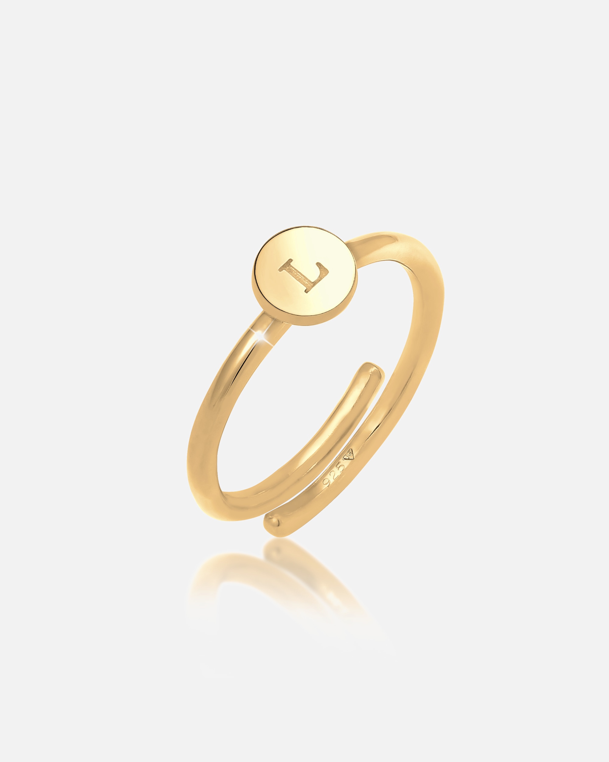 Anello di Femmina Elli Anello in Argento Sterling 925 Lettera L Basic Regolabile goldfarben